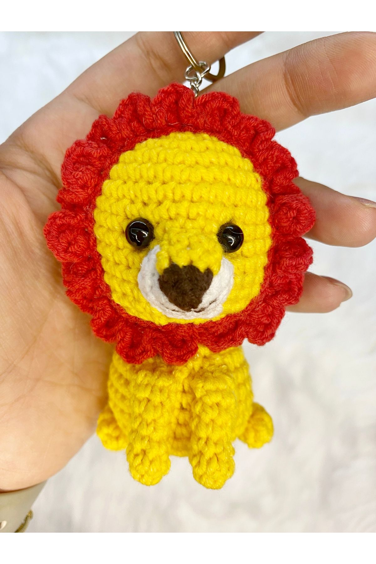 Handmade Amigurumi taraftar aslan anahtarlık çanta süsü hediyelik