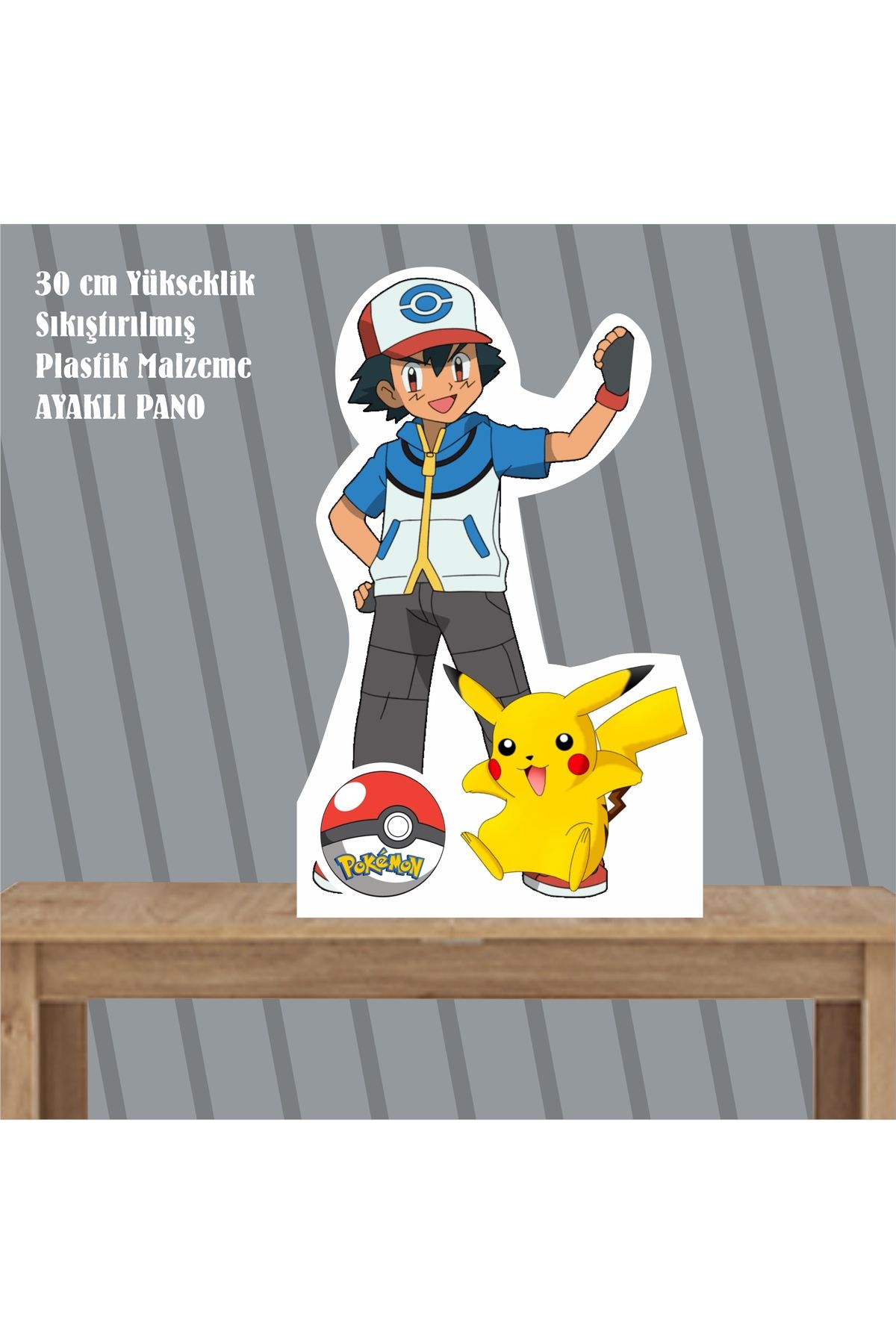 SİYAH PARTİ EVİ Pokemon Doğum Günü Ayaklı Pano 30 cm