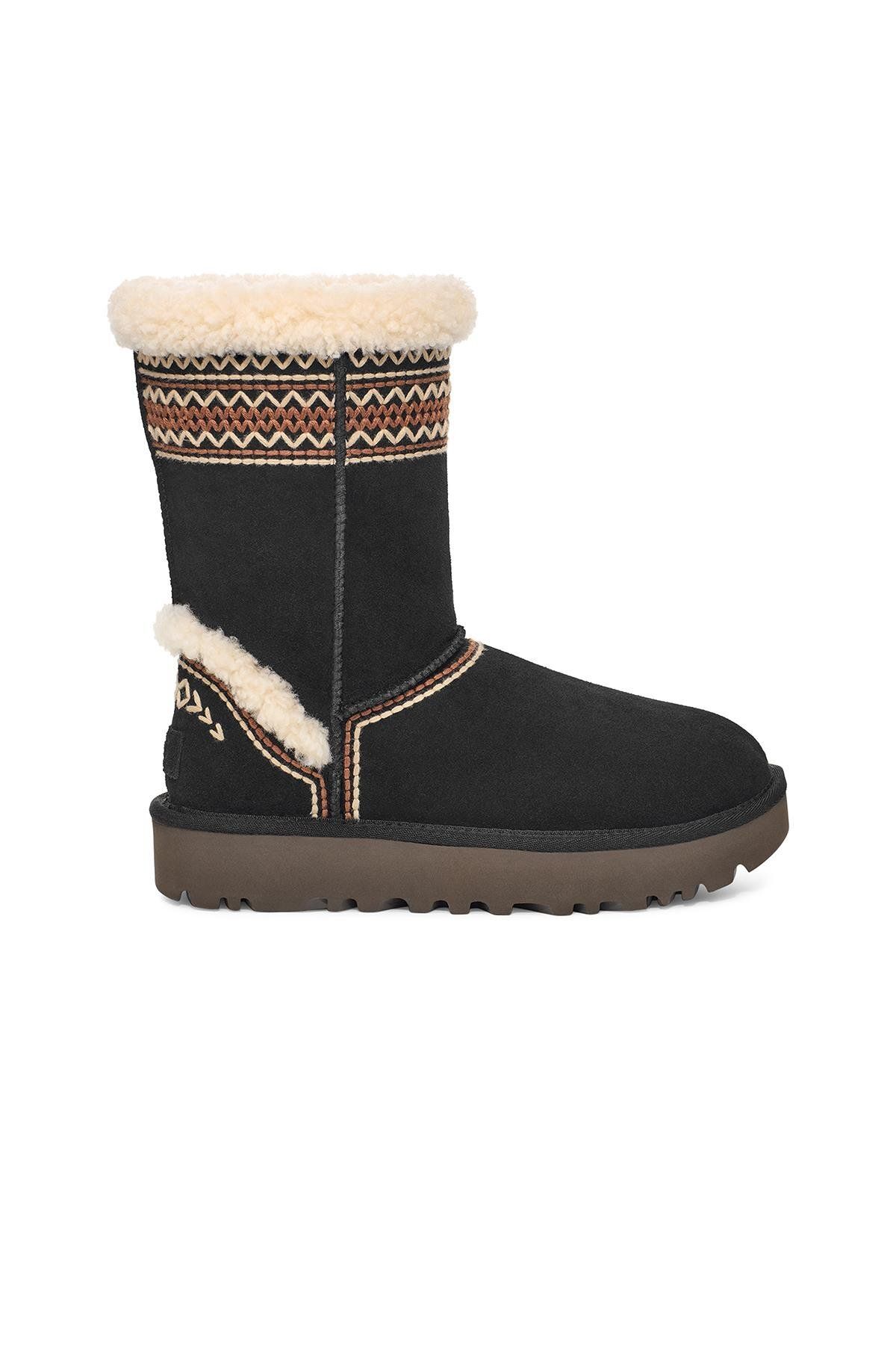 UGG W CLASSIC SHORT ATHERSON BLACK (SIYAH) 1158312