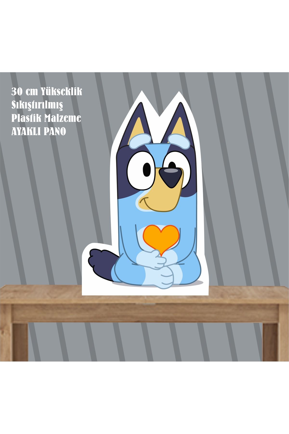 SİYAH PARTİ EVİ Haydut Bluey Doğum Günü Ayaklı Pano 30 cm