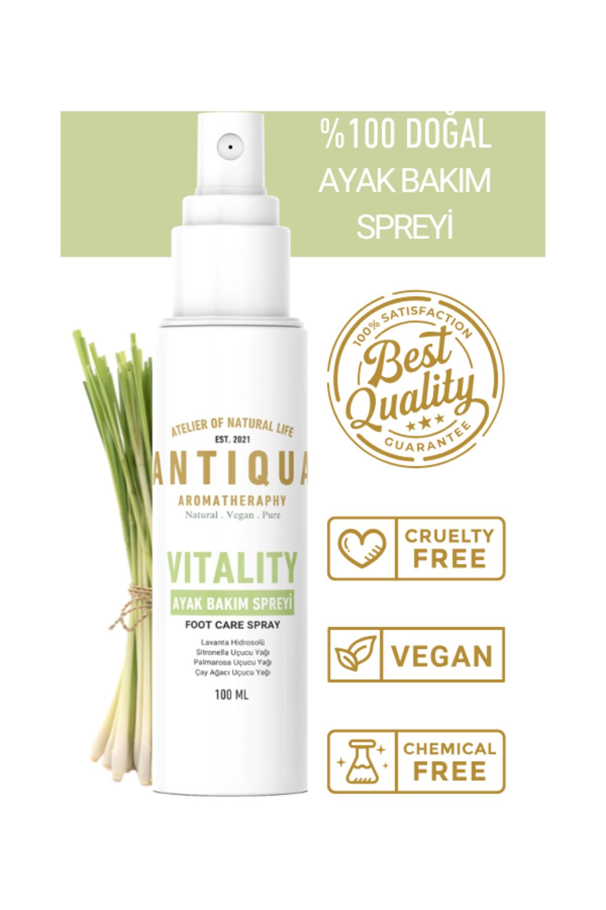 Antiqua Aromaterapi Vitality %100 Saf ve Doğal Ayak Bakım Spreyi: Doğal ve Etkili Ayak Bakımı