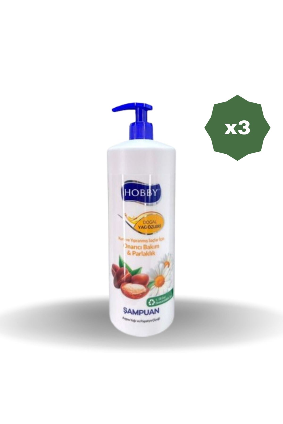 Hobby ŞAMPUAN NATURAL ARGAN YAĞI VE PAPATYA 1000 ML - (3 ADET)