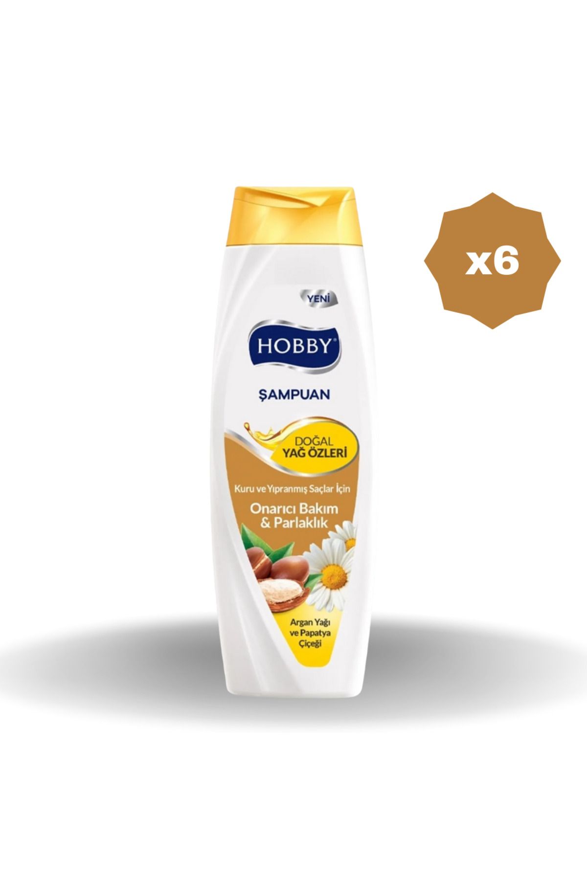 Hobby YAĞ ÖZLÜ ARGAN &PAPATYA ŞAMPUAN 600 ML - (6 ADET)