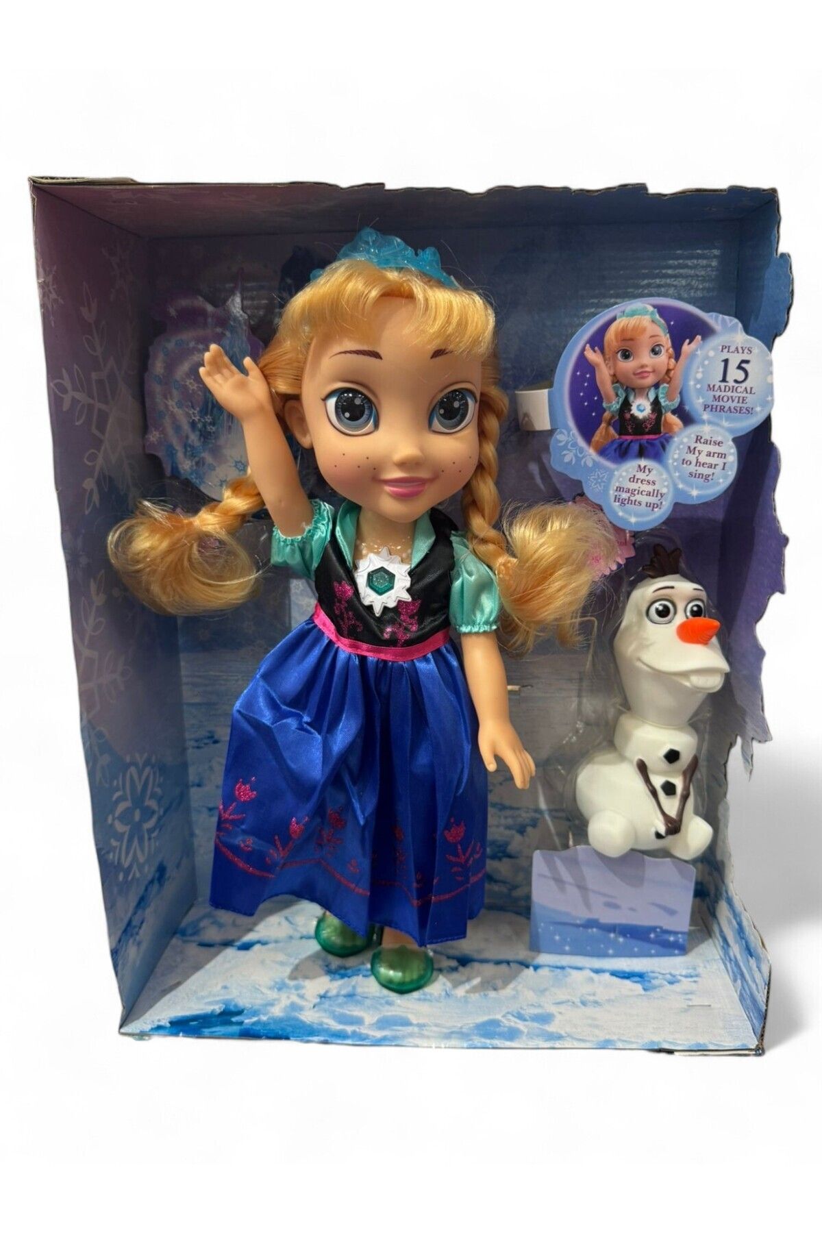 tmtoysandmore Sesli Işıklı Müzikli 33 cm Karlar Ülkesi Frozen Elsa Anna 15 Farklı Ses Et Bebek Set