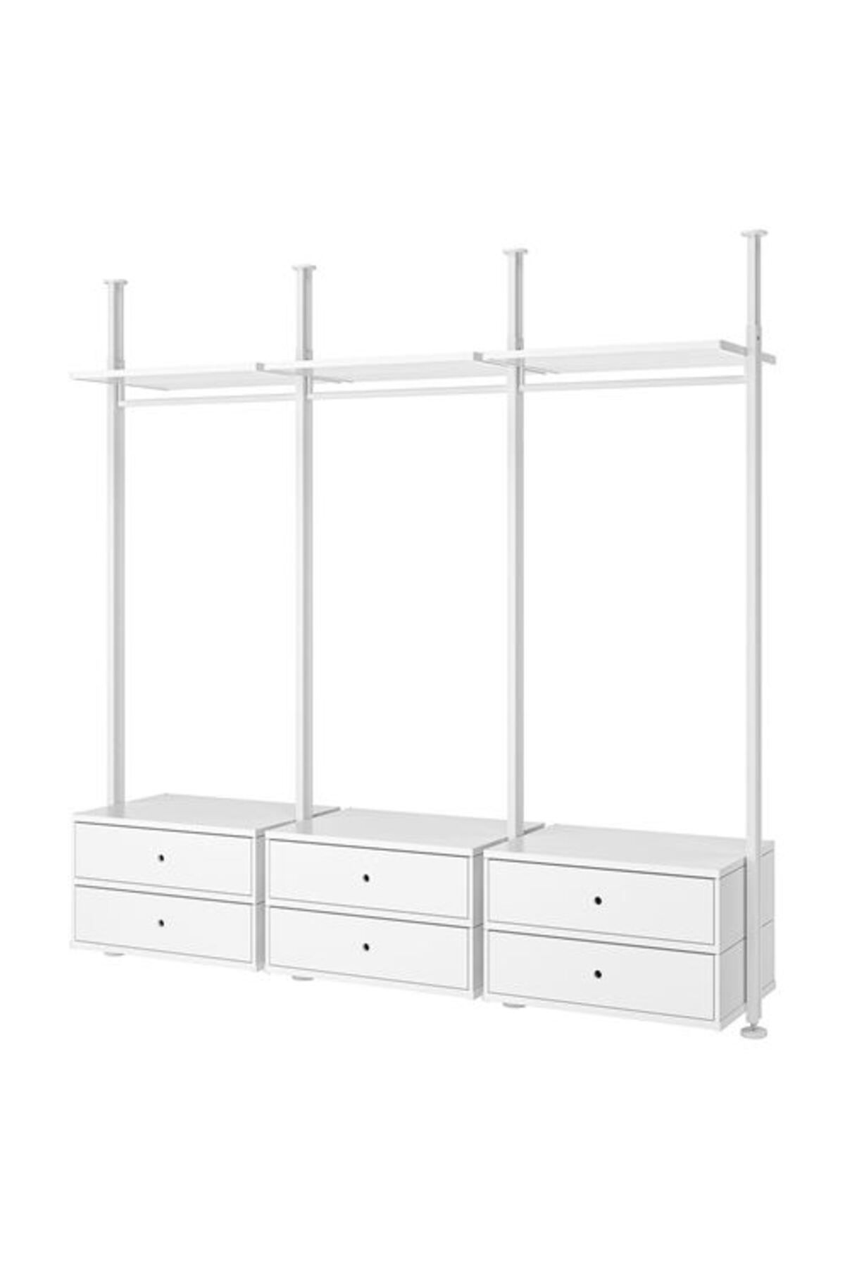 IKEA ELVARLI, açık gardırop, beyaz, 258x51x222-350 cm