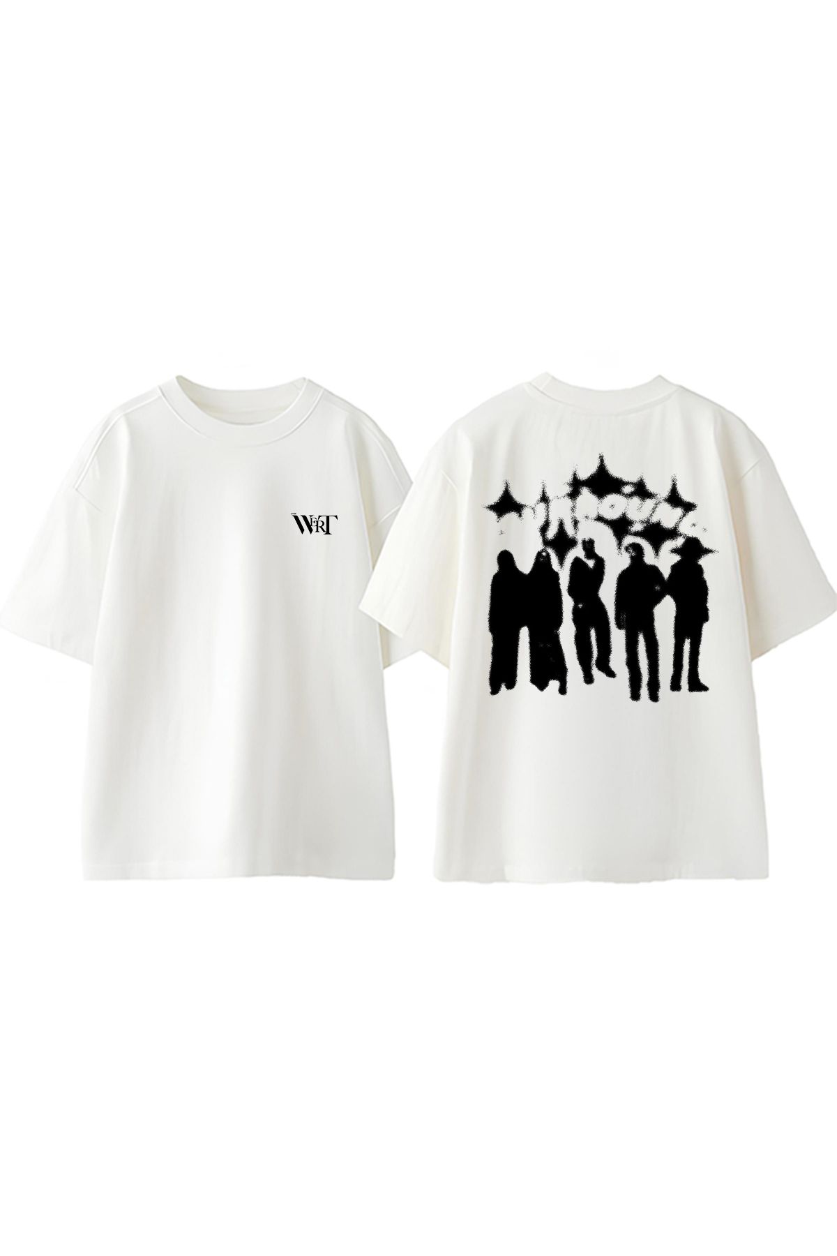 THEWERT-Μπλουζάκι PCDBANDS Design Back Printed Βαμβακερό λευκό oversize μπλουζάκι 1