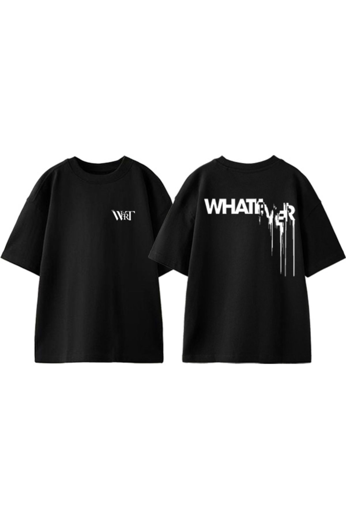 THEWERT What Evet Tasarım Sırt Baskılı Pamuk Siyah Oversize T-shirt