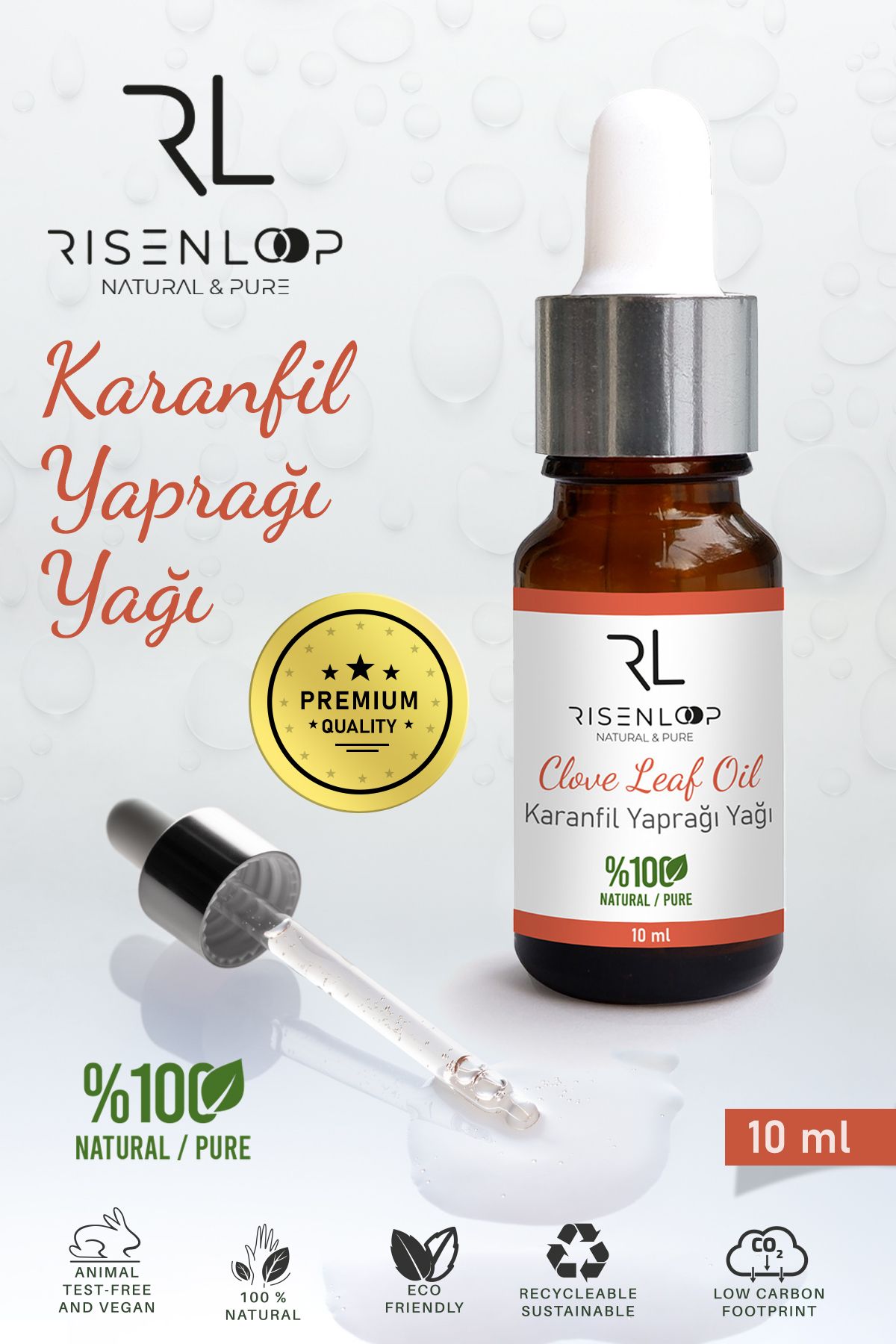 risenloop natural&pure Karanfil Yaprağı Yağı %100 Saf Doğal 10 ML