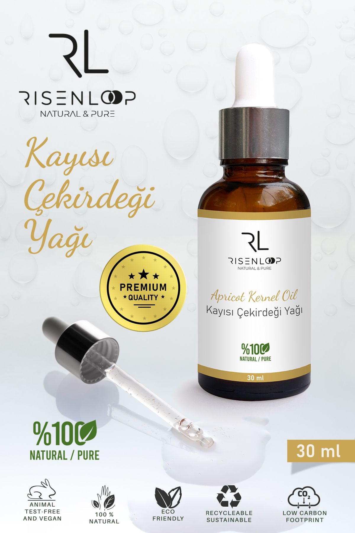 risenloop natural&pure Kayısı Çekirdeği Yağı %100 Saf Doğal 30 ML