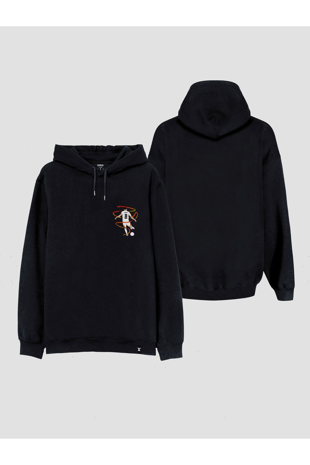 sielta Toni Kroos Göğüs Baskılı Kapşonlu Unisex Siyah Sweathsirt Hoodie