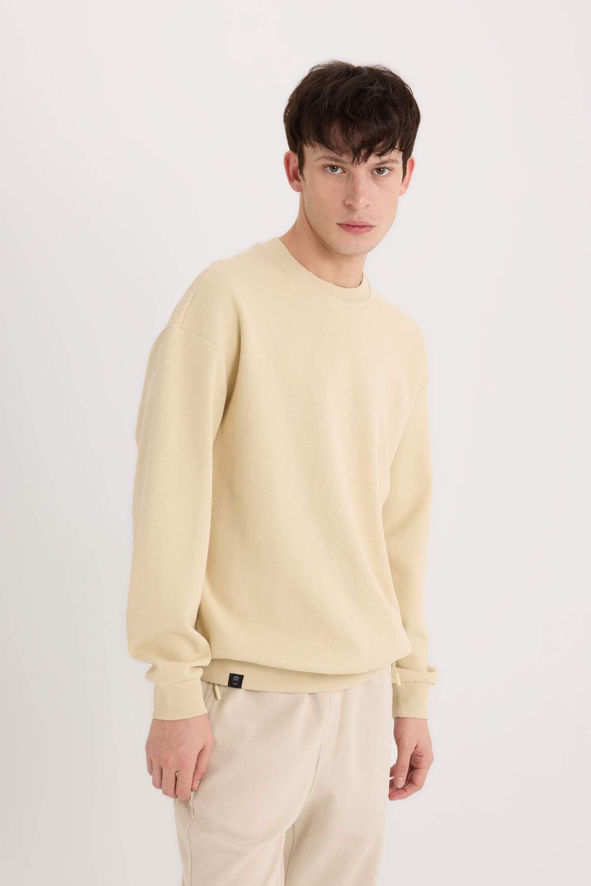 DeFacto-Mikina Boxy Fit Crew Neck Pique E1519Ax25Sp 4