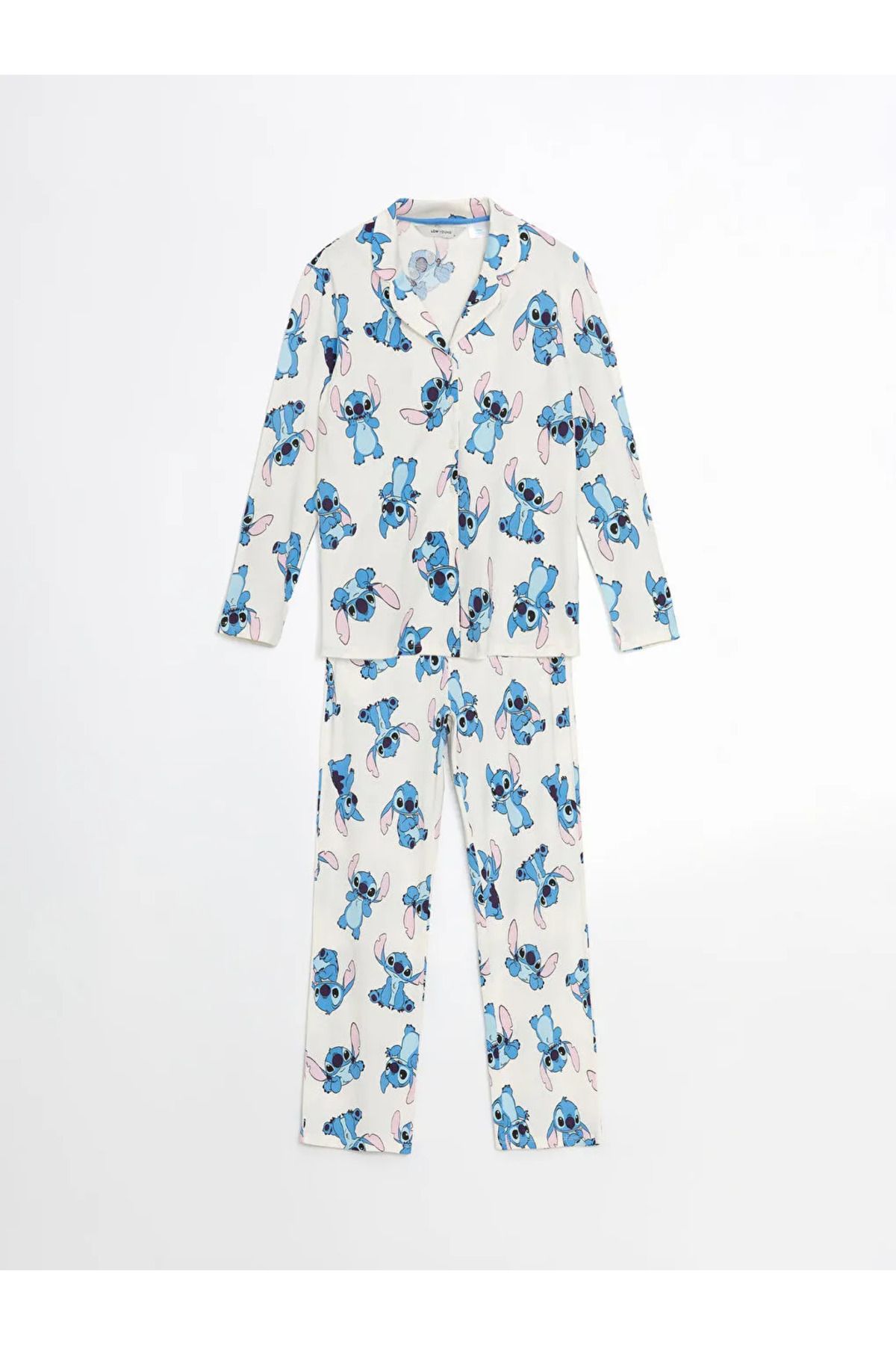 LC Waikiki LCW Young Ekru Gömlek Yaka Stitch Baskılı Kadın Pijama Takımı