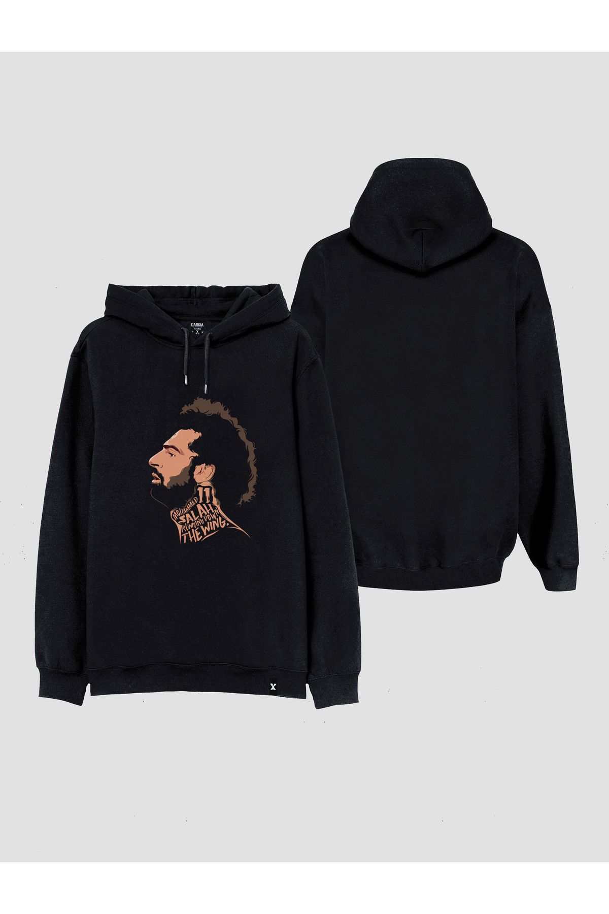 sielta Muhammed Salah Baskılı Kapşonlu Unisex Siyah Sweathsirt Hoodie