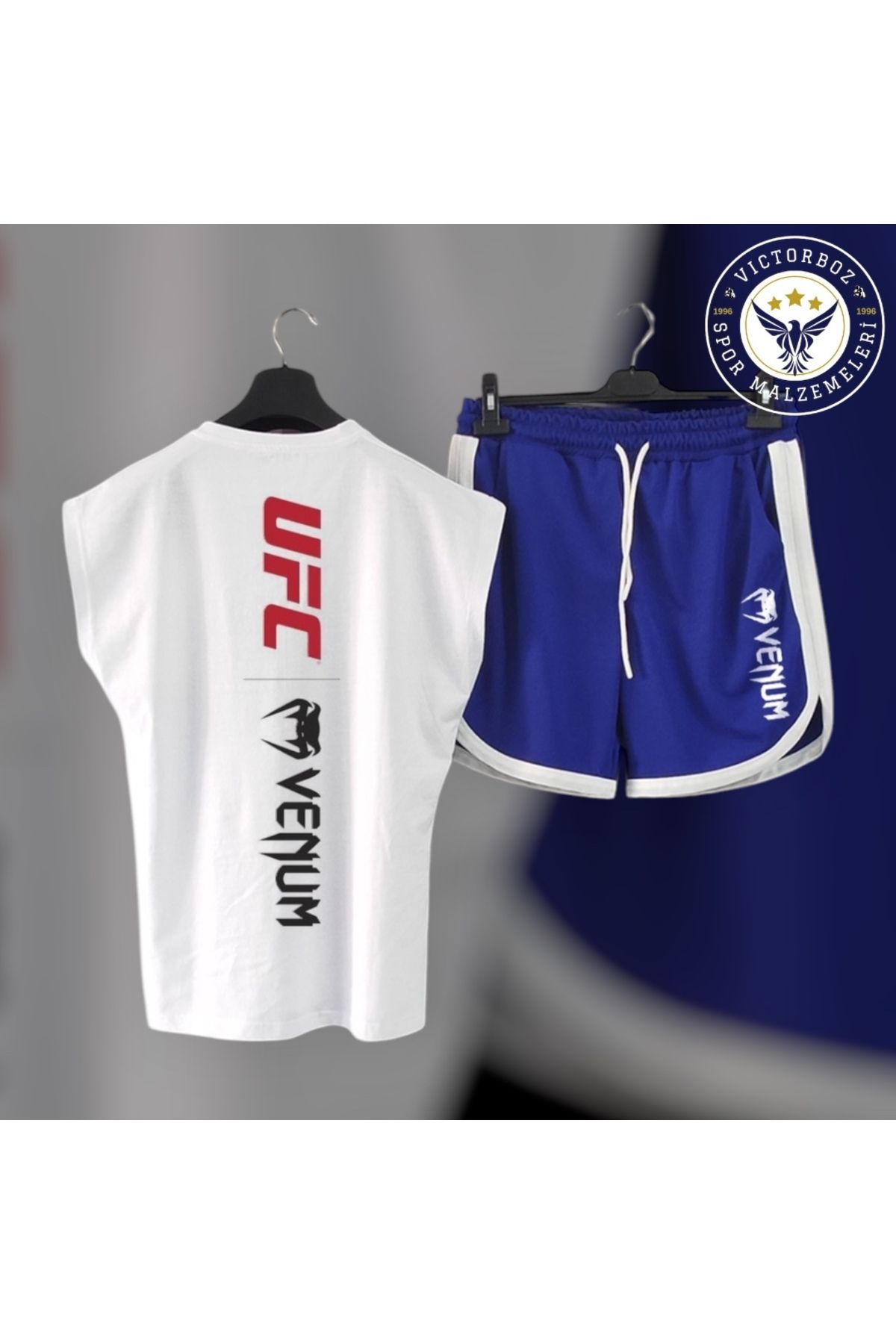 Venum UFC Venum Ön ve Arka Baskılı Sıfır Kollu Spor Tshirt Ve Şort