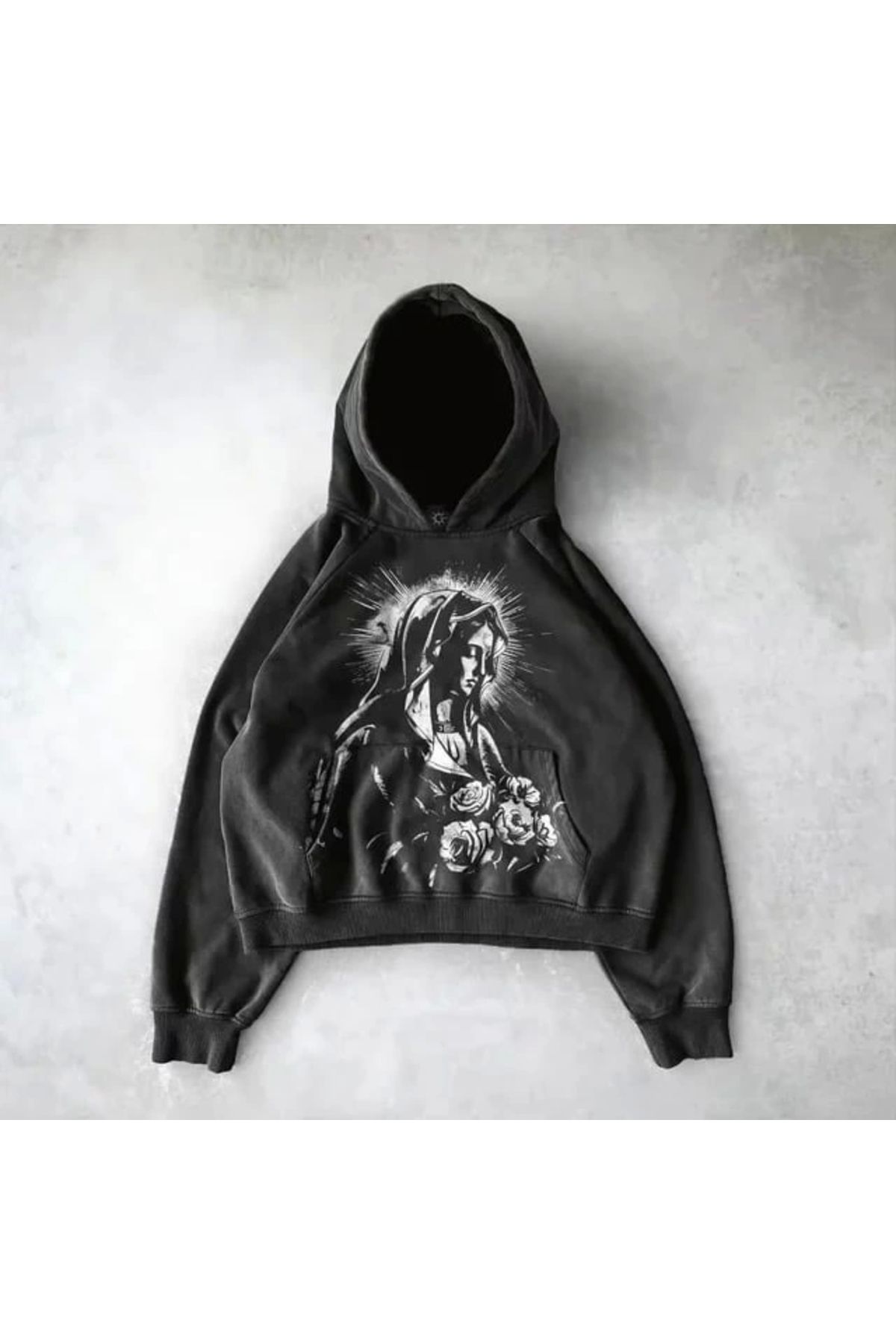 Violon Siyah Women Sparklıng Flower Gothic Kapüşonlu Sweatshirt