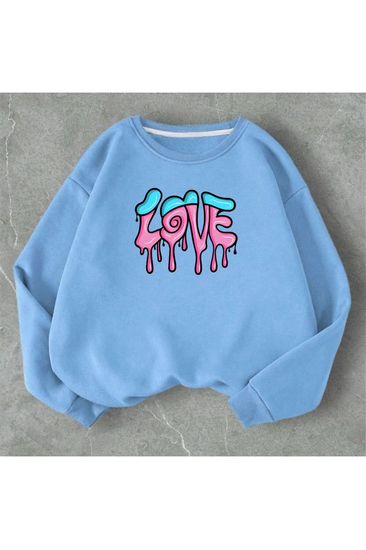 DWN WEAR Love Baskılı 3 İplik Sweatshirt