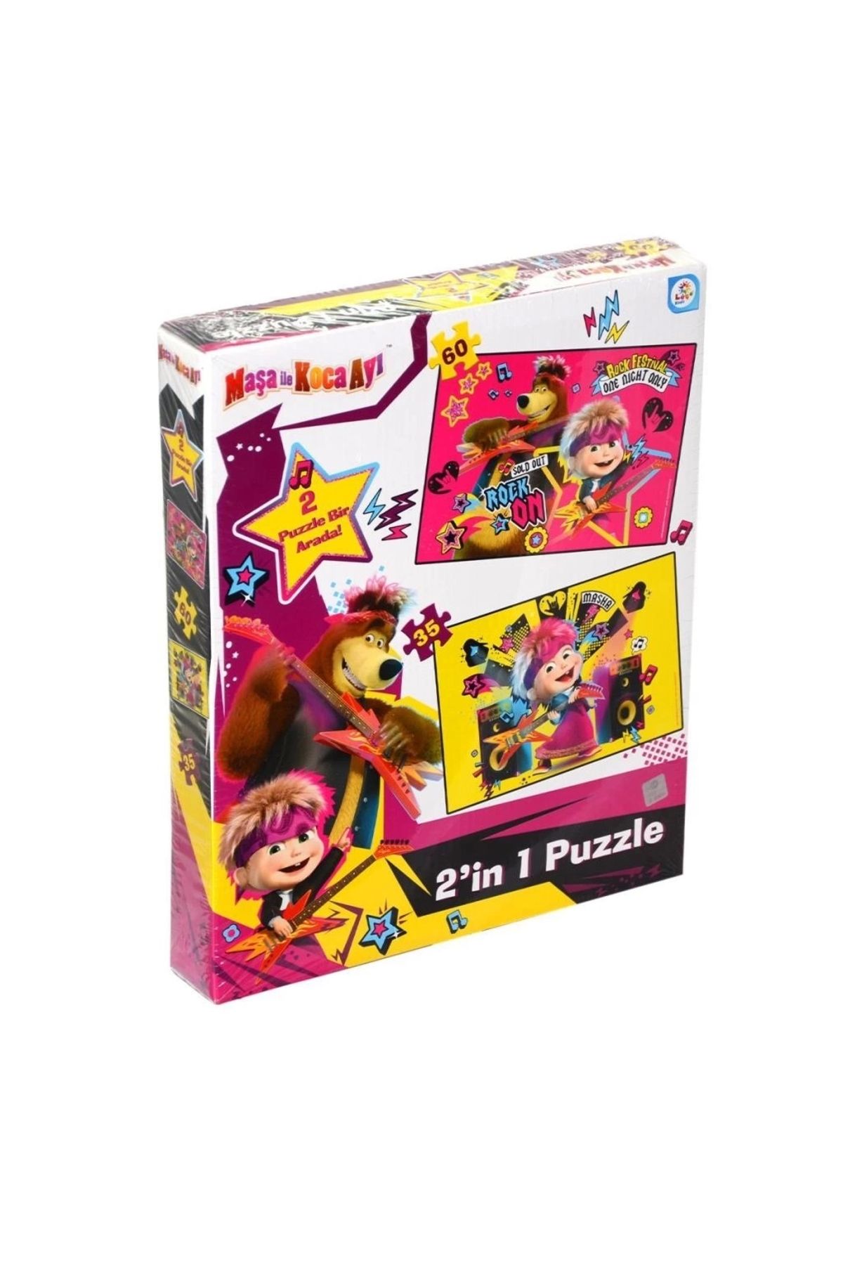 Basic Fun Çocuk MS7579 Laço Kids Maşa ile Koca Ayı 2 Puzzle 1 Kutuda / 35+60 Parça Puzzle