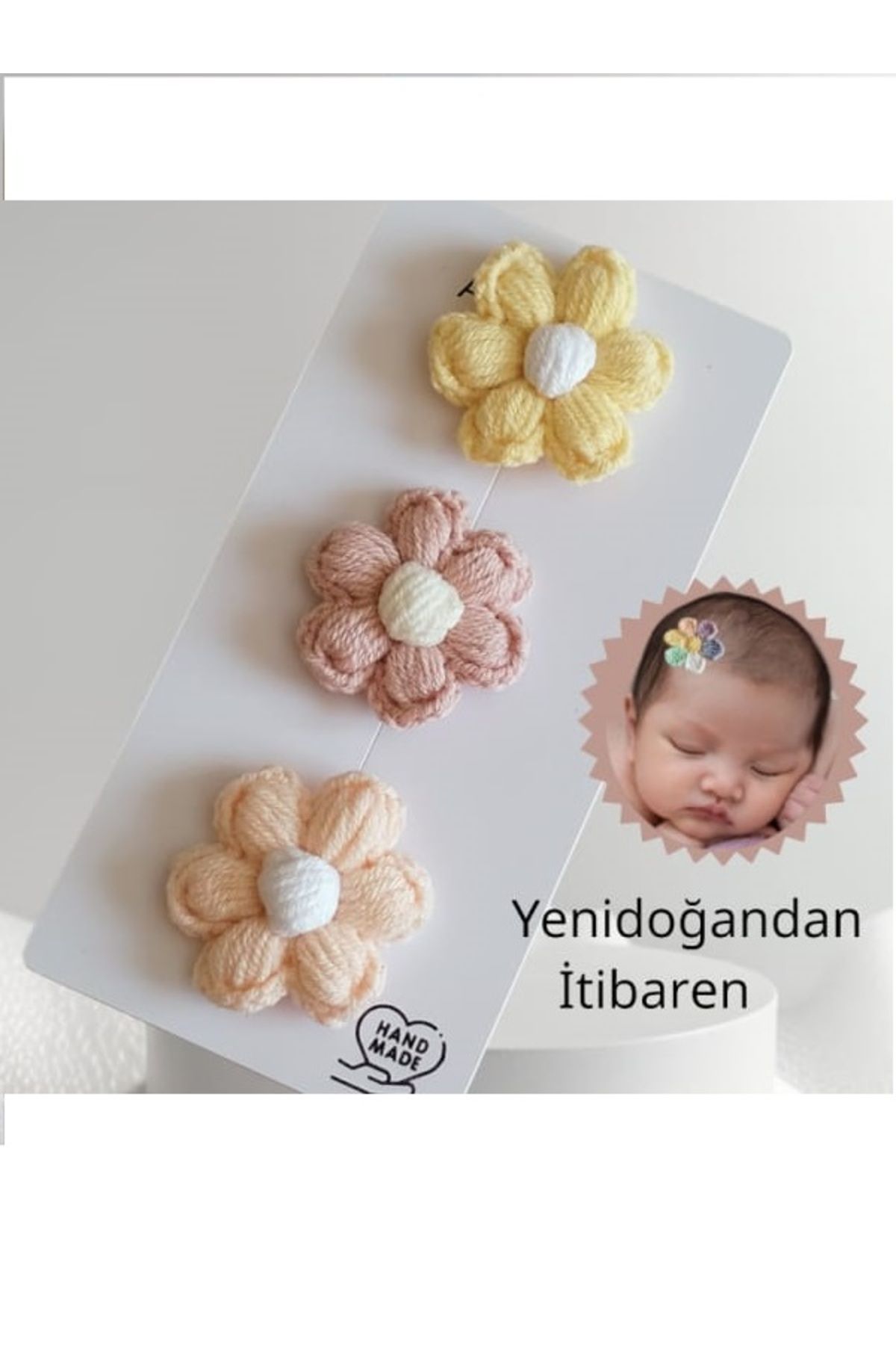 Kadın Girişimciler Atölyesi Yenidoğan Bebek Tokası 3'lü Klips Bebek Saçsız Bebek Tokaları