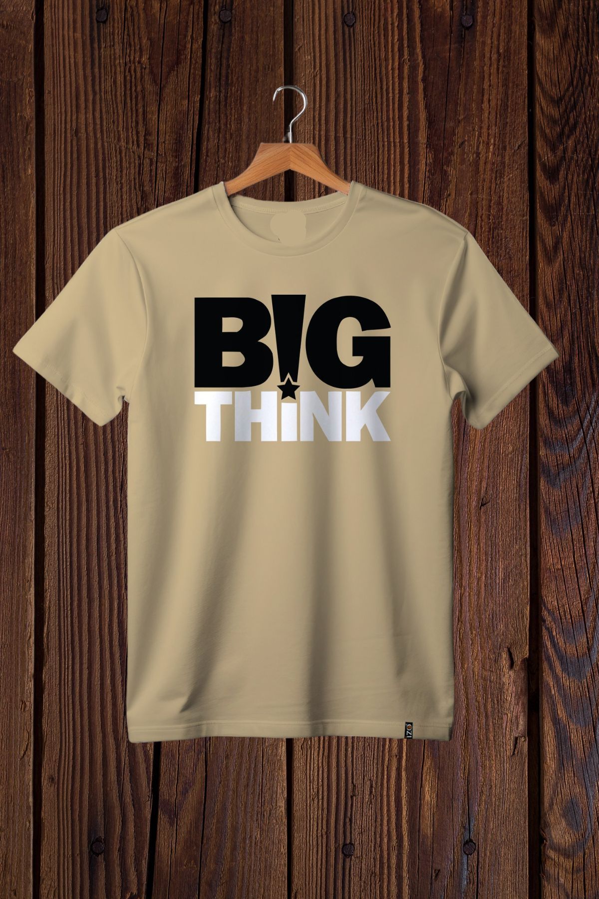 FECCY Pamuklu Big Think Bej Oversize T-shirt