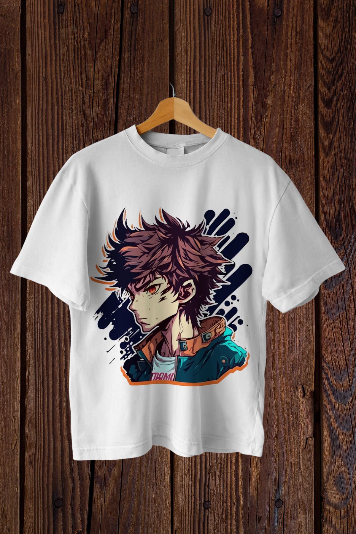 FECCY Pamuklu Anime Character Baskılı Oversize T-shirt