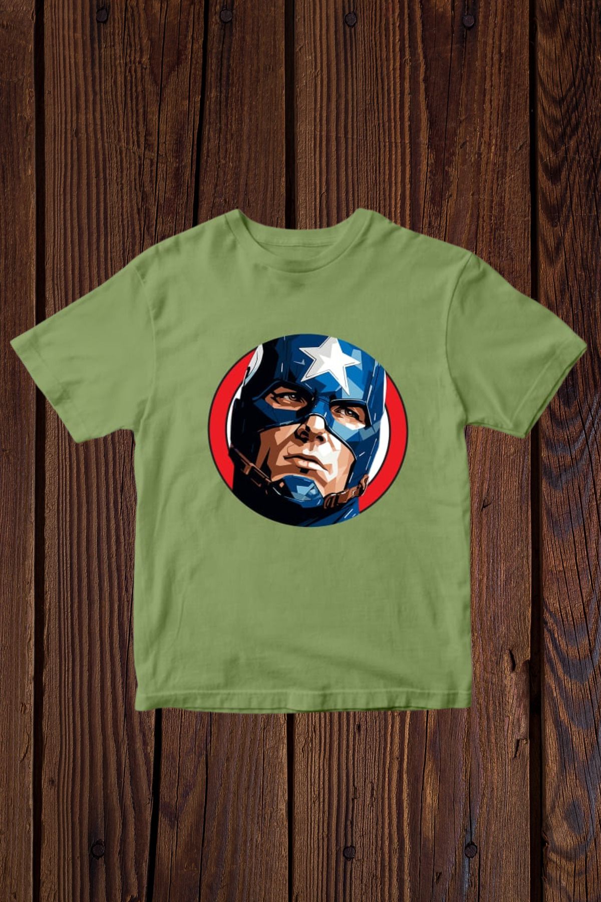 FECCY Pamuklu Captain America Baskılı Oversize T-shirt