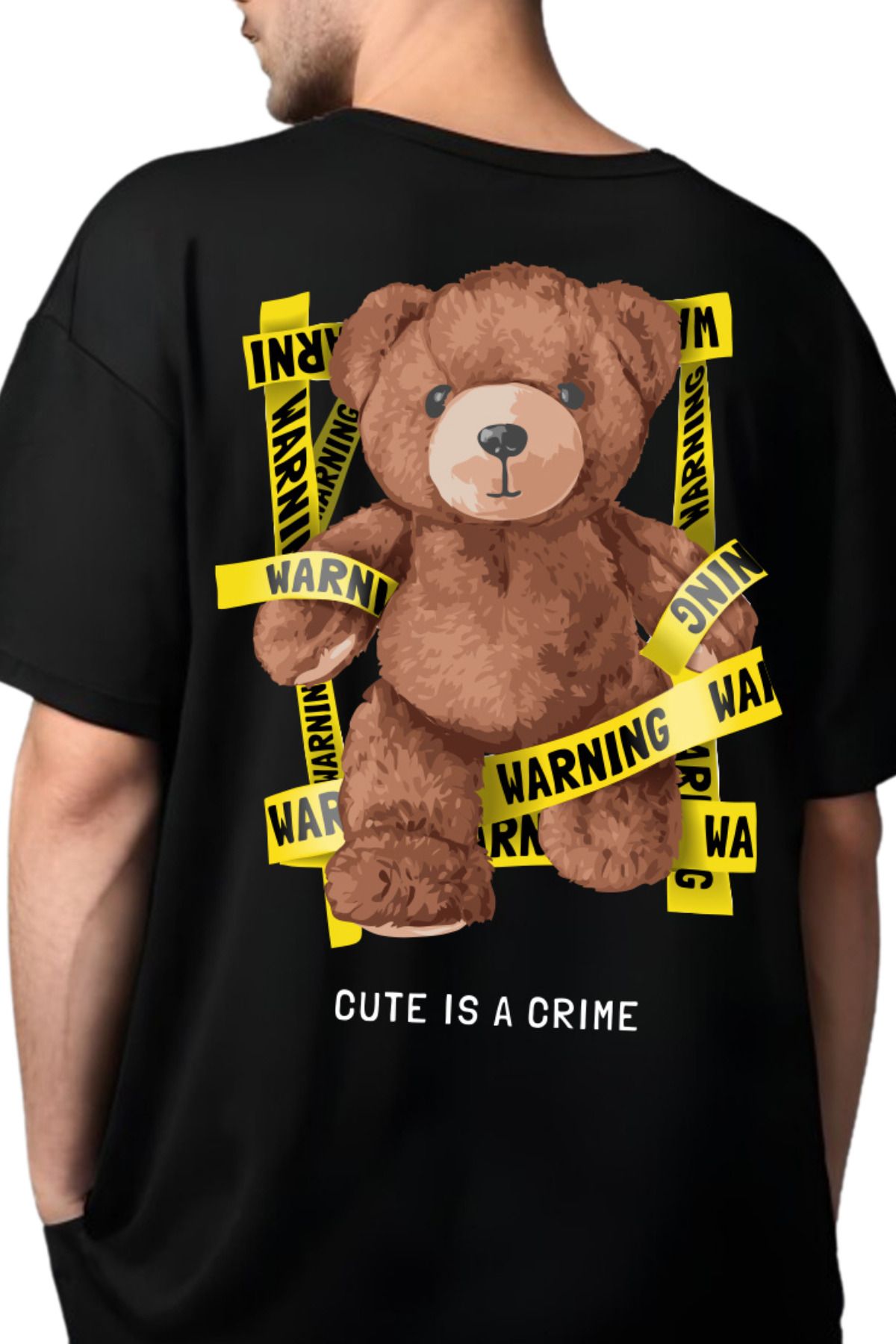 FECCY Pamuklu Cute Is A Crime Baskılı Oversize T-shirt