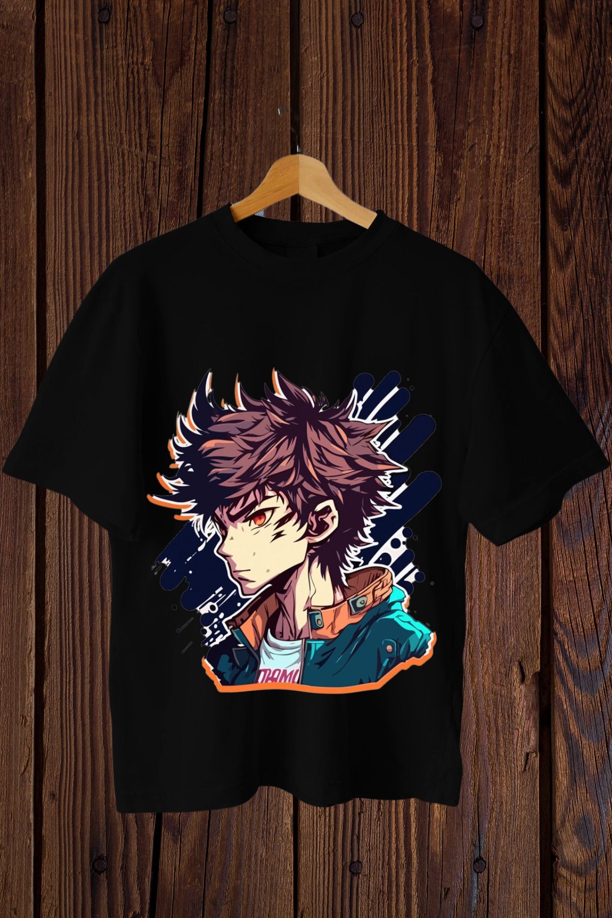 FECCY Pamuklu Anime Character Baskılı Oversize T-shirt