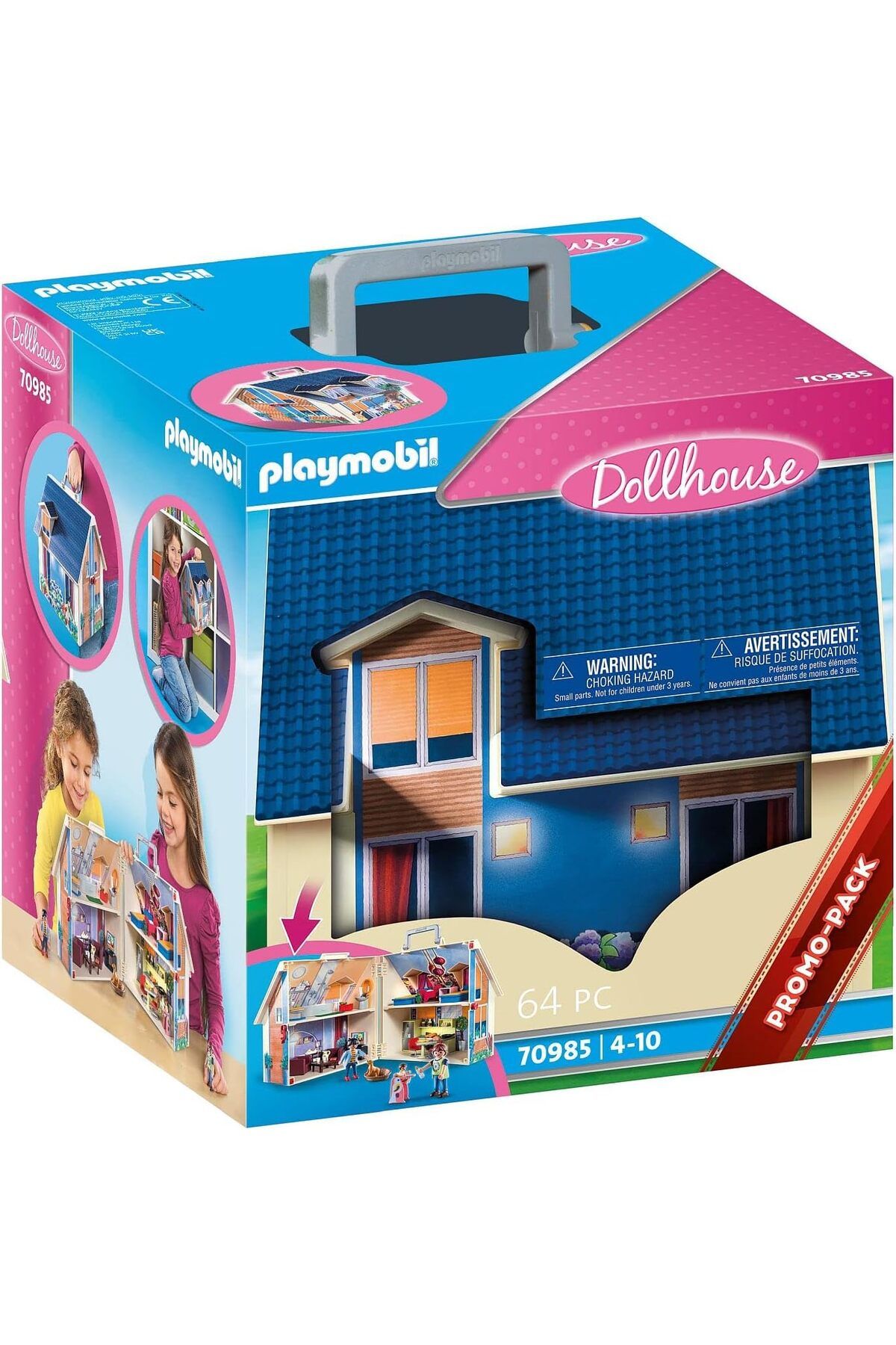 NcK Dollhouse 70985 tutamaklı, katlanabilir bebek evi, 4 yaş ve üzeri çocuklar için oyuncak