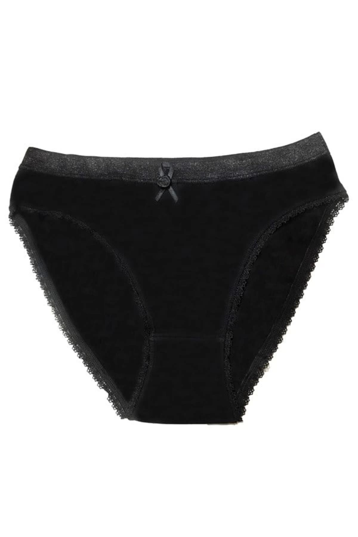 Mulvix Mulvxbrf Brf02 Şahinler Kadın İçin Dantel Kenarlı Siyah Renk Bikini Külot B223 (Mulvix)