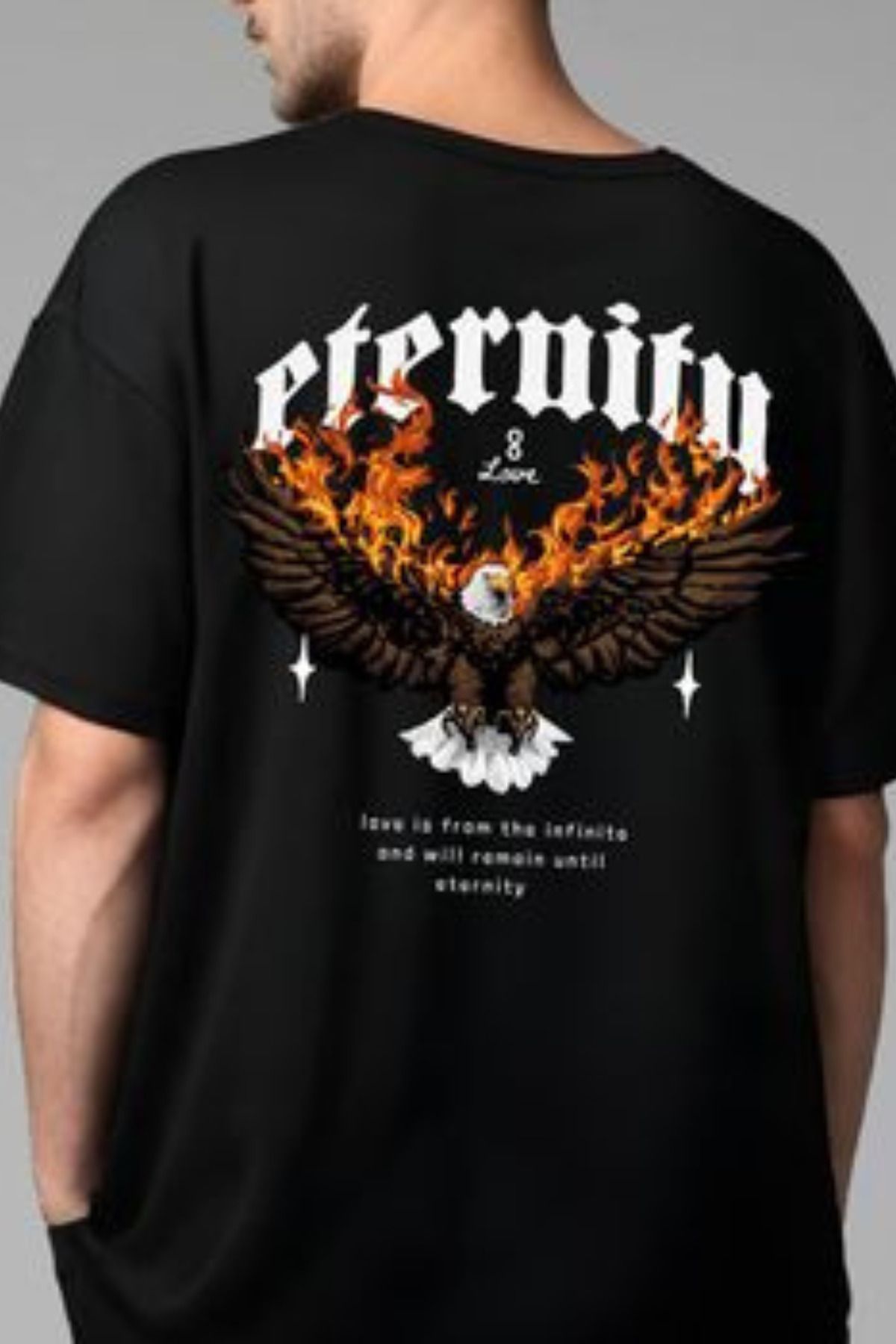 FECCY Pamuklu Eternity Baskılı Oversize T-shirt