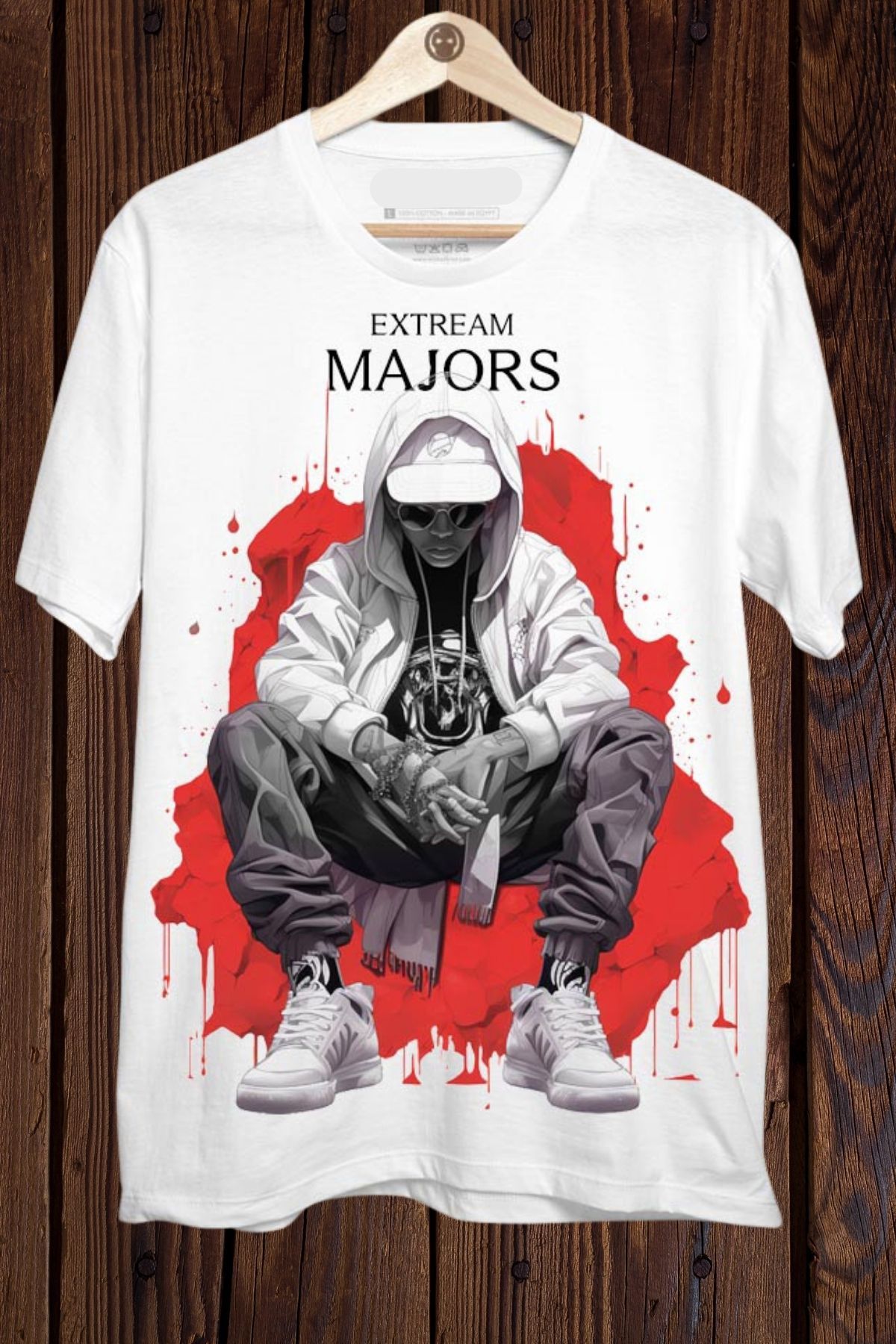 FECCY Pamuklu EXTREAM MAJORS Baskılı Oversize T-shirt