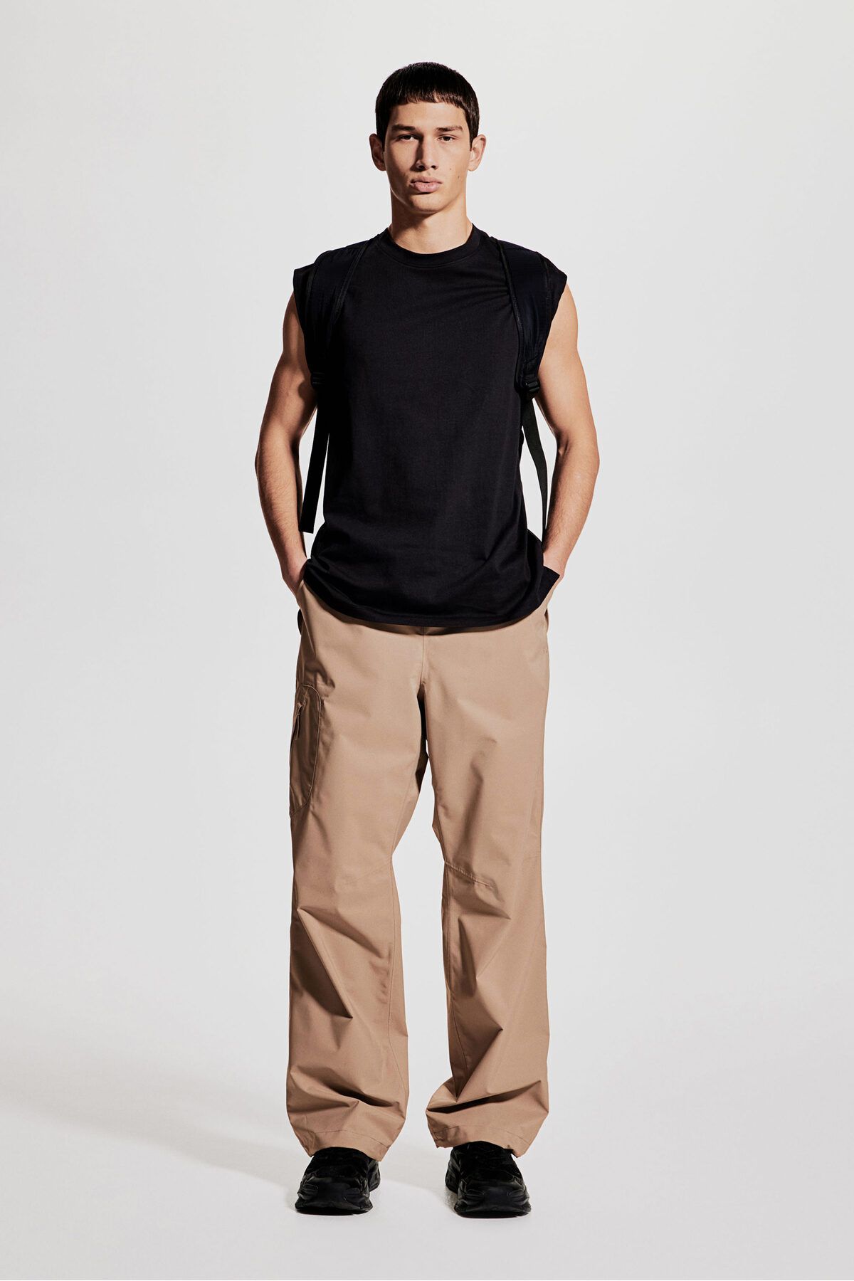 تی شرت مشکی مردانه ™ بدون آستین اورجینال H M H&M