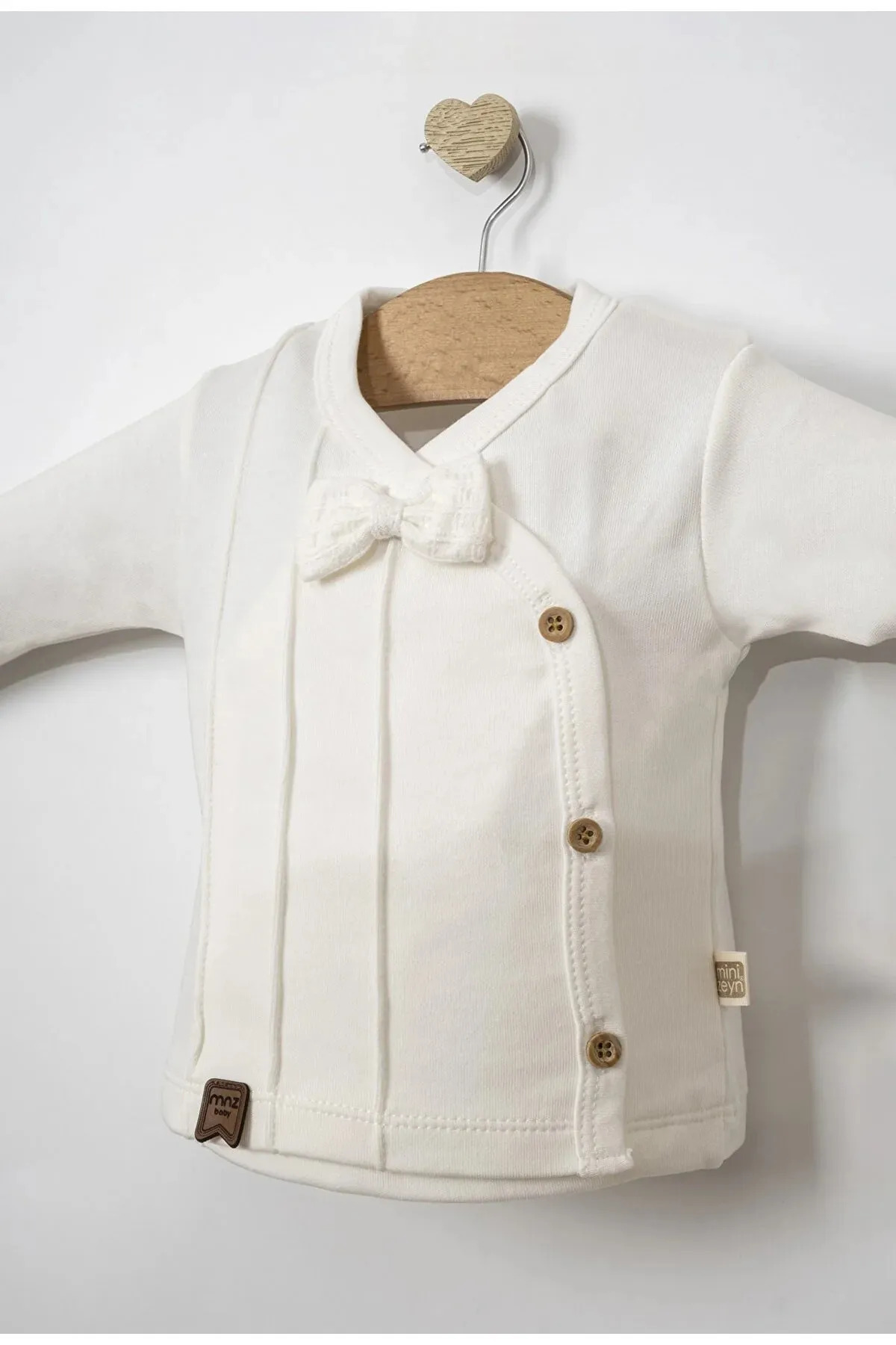 MİNİZEYN TEKSTİL 5'li Nervürlü, Papyonlu Yenidoğan Hastane Çıkış Seti,%100 Pamuklu Bebek Zıbın Seti Mevlüt Takımı fotoğrafı 5 (önizleme)