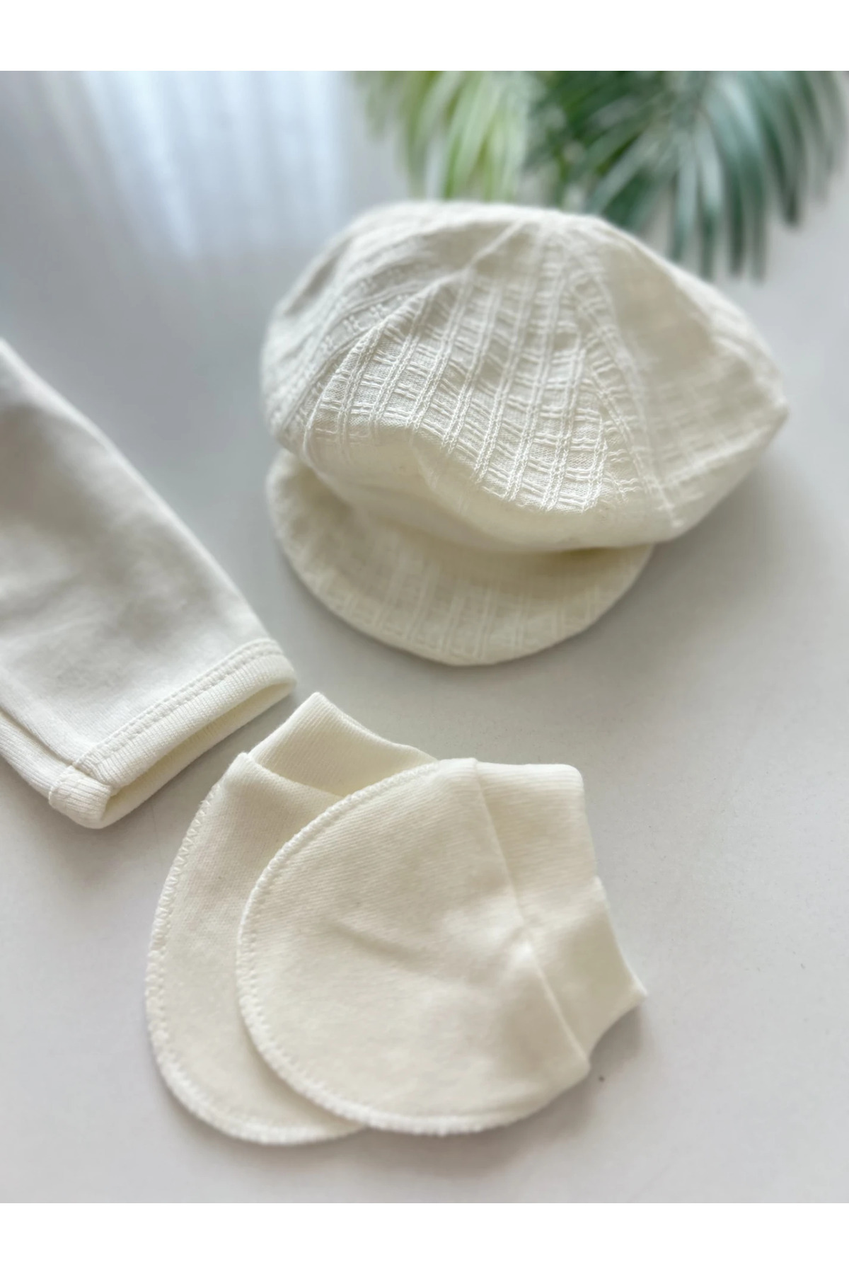 MİNİZEYN TEKSTİL 5'li Nervürlü, Papyonlu Yenidoğan Hastane Çıkış Seti,%100 Pamuklu Bebek Zıbın Seti Mevlüt Takımı fotoğrafı 7 (önizleme)