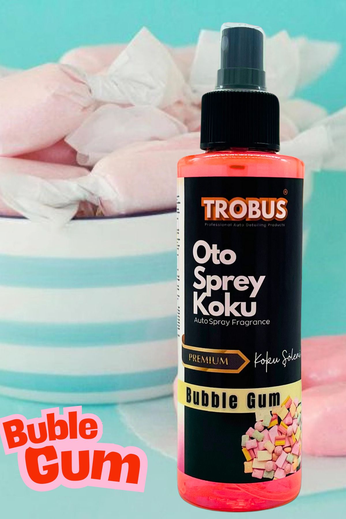 TROBUS Bubble Gum Oto Sprey Koku - Premium Koku Şöleni (150 ml)