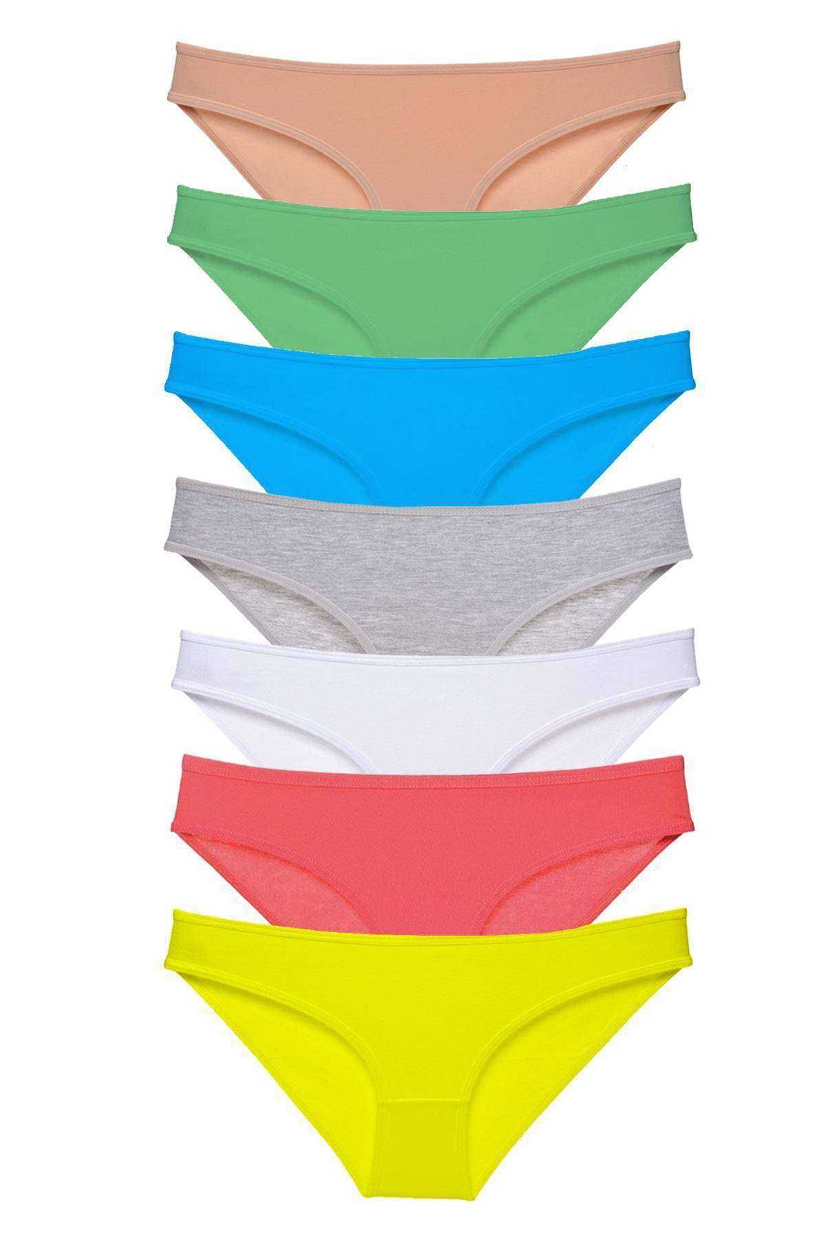 POLEXP 7 adet Süper Eko Set Likralı Kadın Slip Külot Çok Renkli