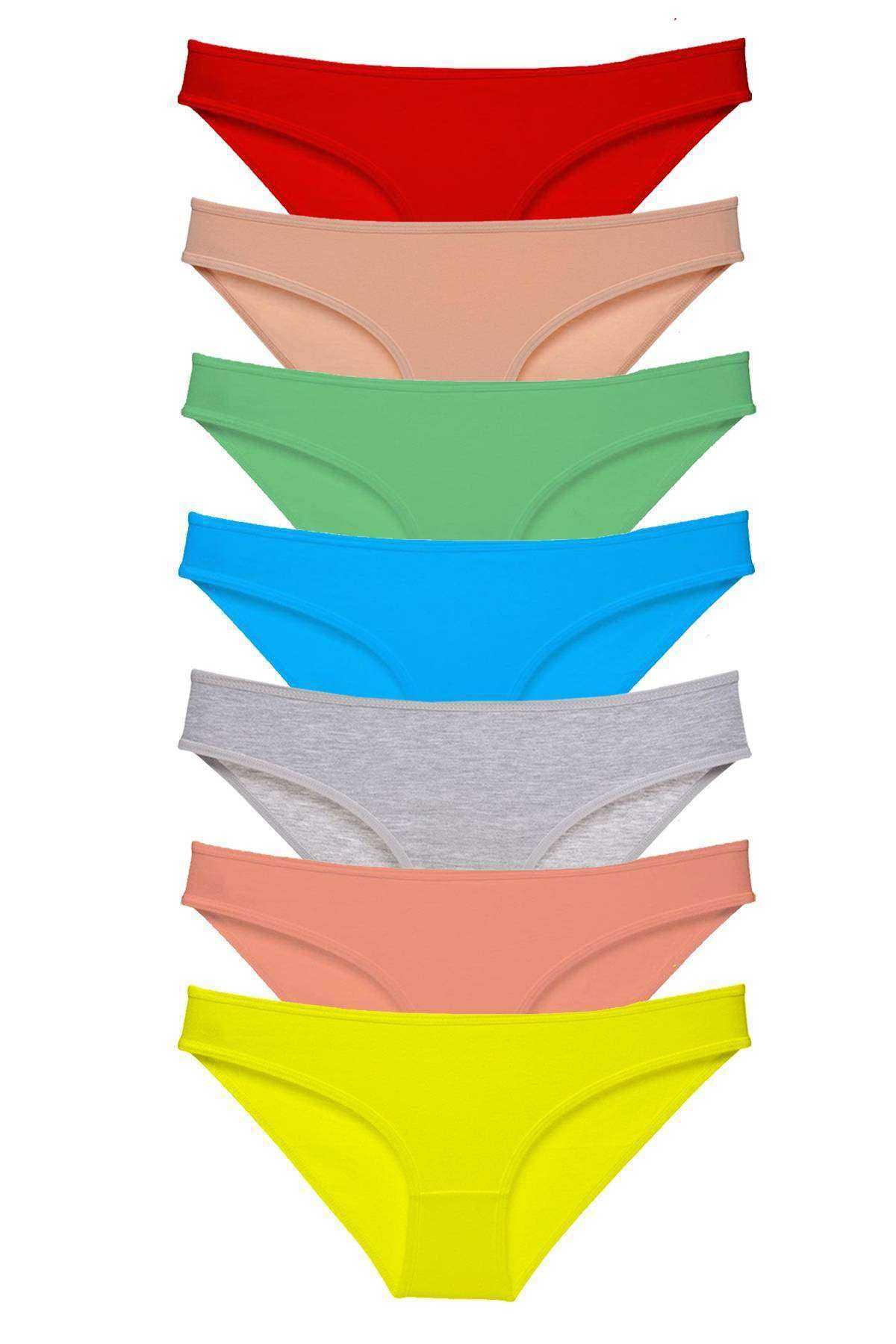 POLEXP 7 adet Süper Eko Set Likralı Kadın Slip Külot Çok Renkli