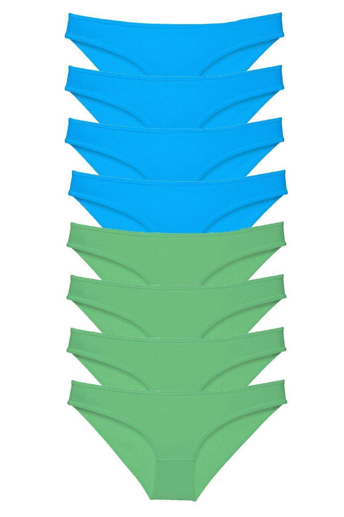 Ramby 8 adet Süper Eko Set Likralı Kadın Slip Külot Yeşil ve Mavi