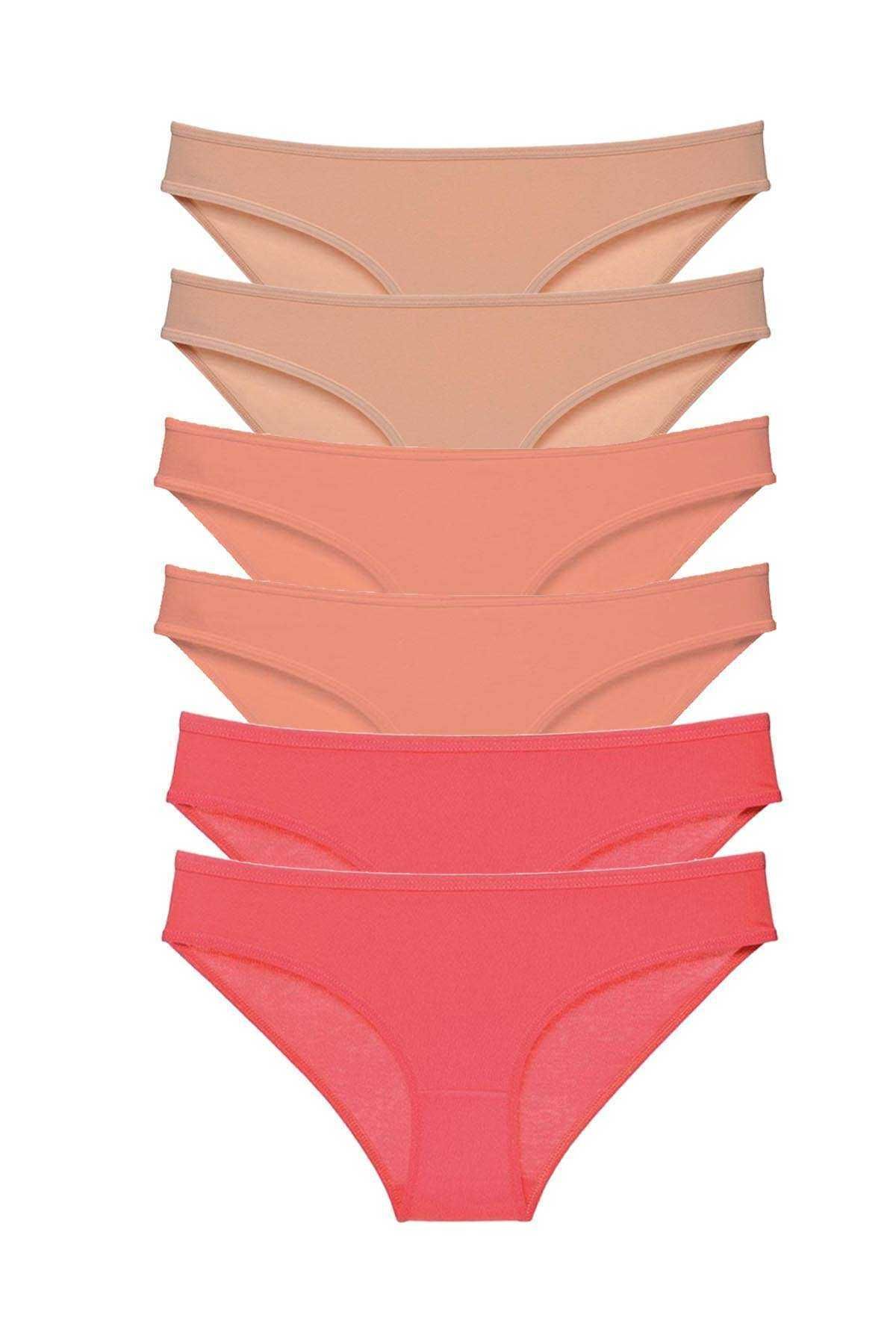 POLEXP 6 adet Süper Eko Set Likralı Kadın Slip Külot Ten Pudra Fuşya