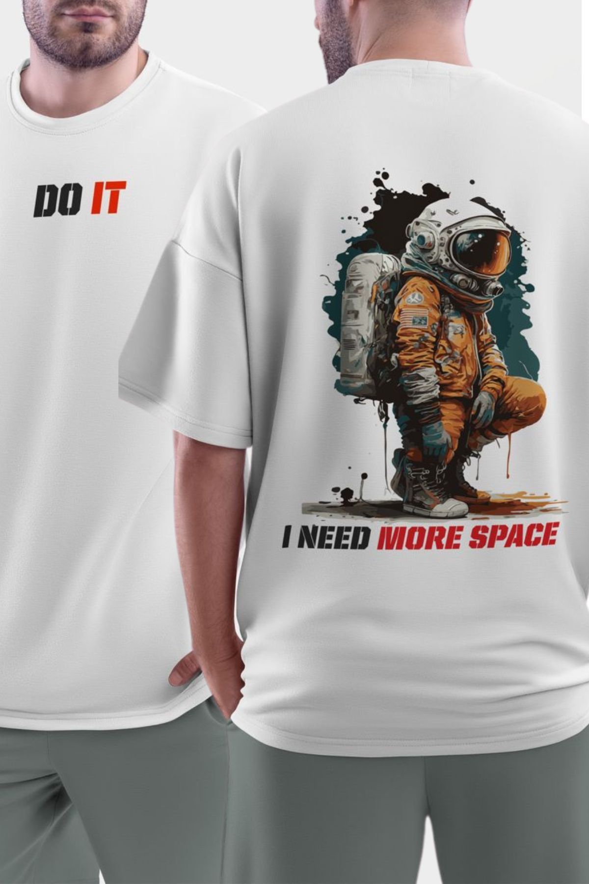 FECCY Pamuklu I Need More Space Baskılı Oversize T-shirt