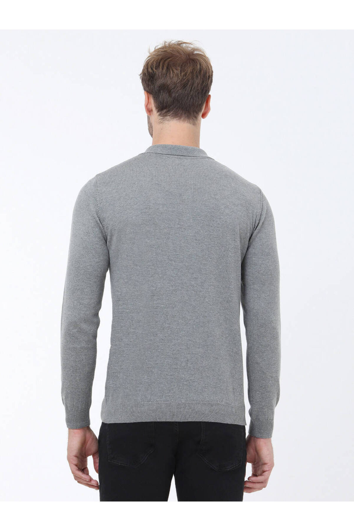 Kip-Gray Polo Neck Cotton Blended Knitwear Sweater 5
