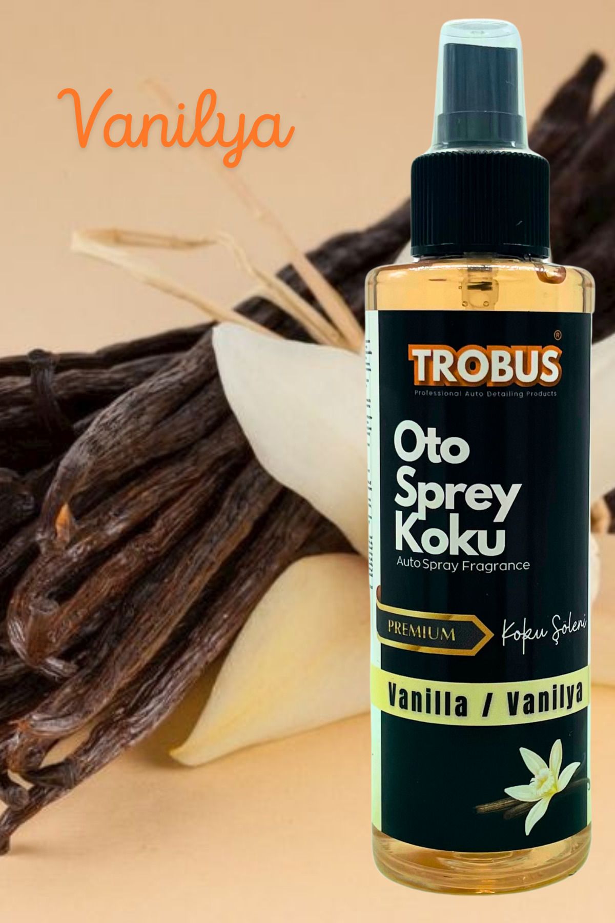 TROBUS Vanilla/Vanilya Oto Sprey Koku - Premium Yumuşak ve Sıcak Ferahlık (150 ml)