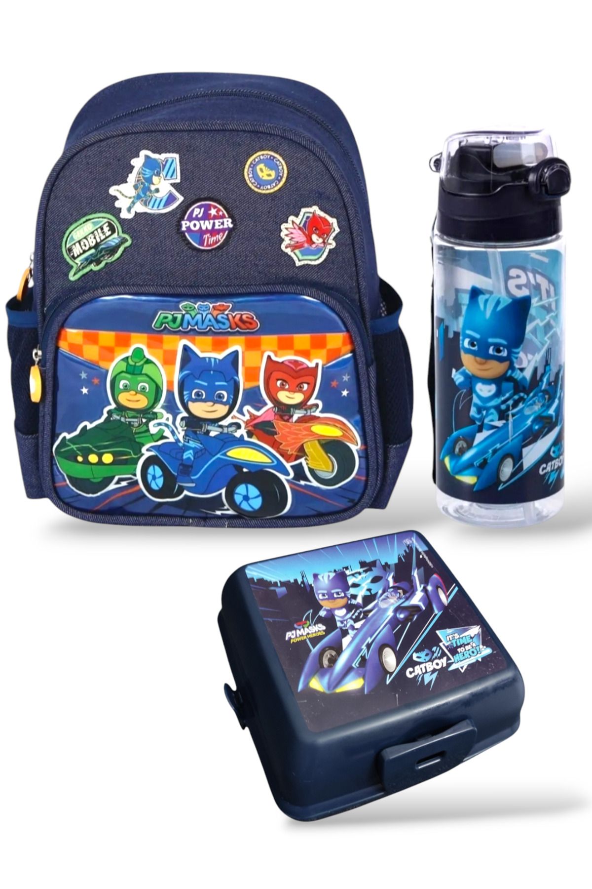 PJMASKS-Licensed 4 Compartment Kindergarten Bag - Lunch Box and 500 ml Water Bottle Set of 3 Ddcq 219622 1