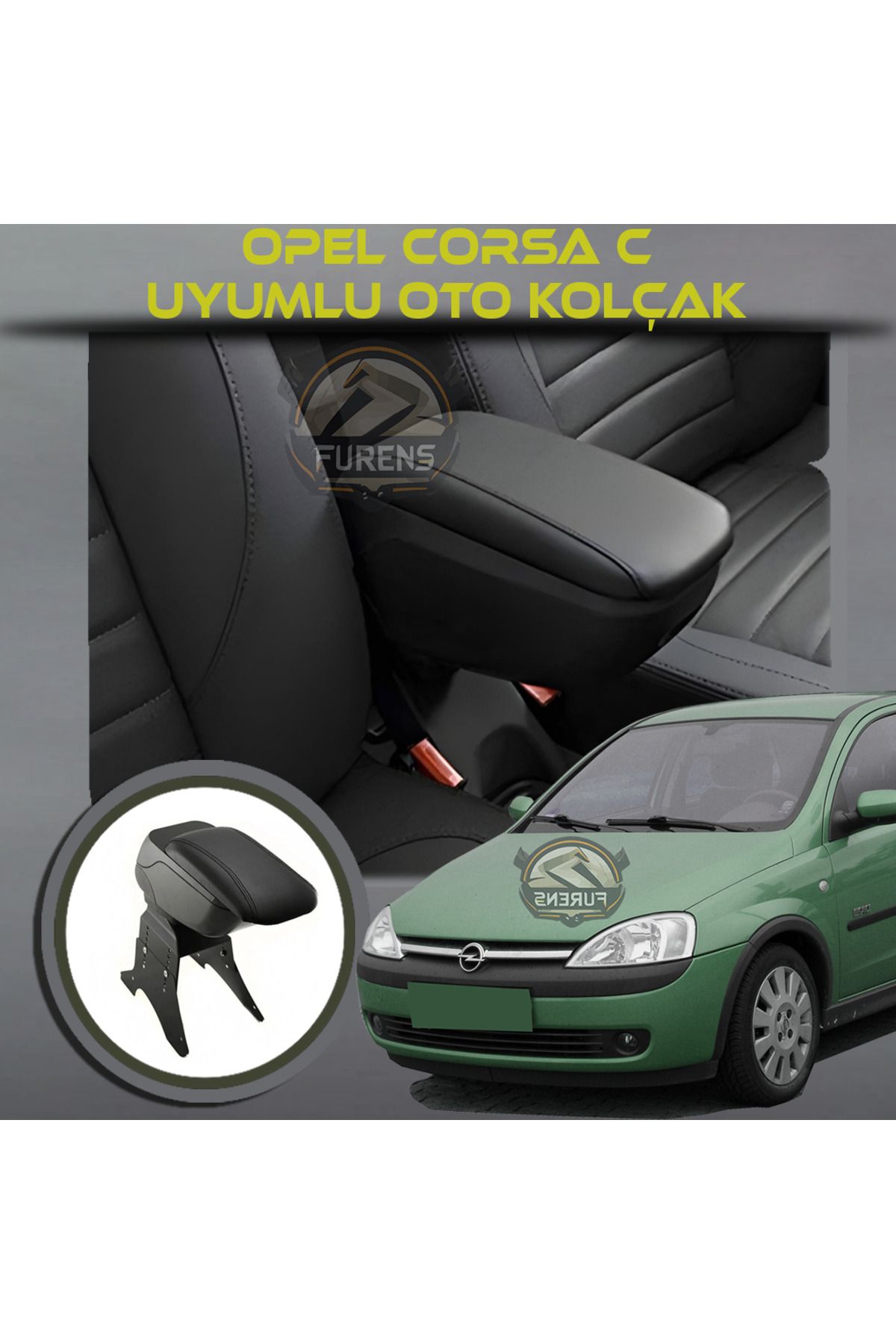 STS Oto Aksesuar Opel Corsa C Uyumlu Kol Dayama Ve Kolçak Sürgülü Bardaklıklı Ayarlanabilir Siyah Deri