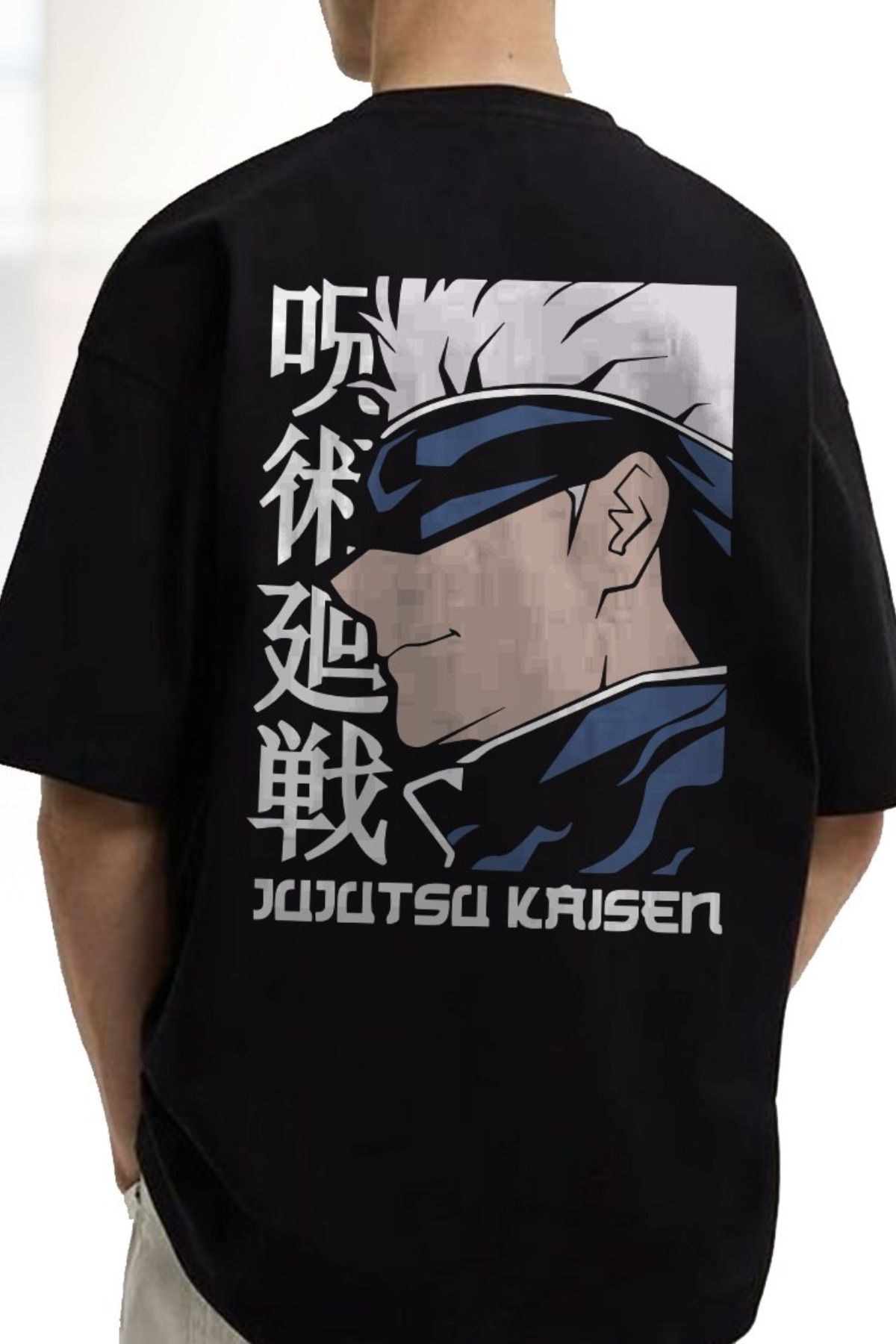 FECCY Pamuklu Jujutsu Kaisen Baskılı Oversize T-shirt