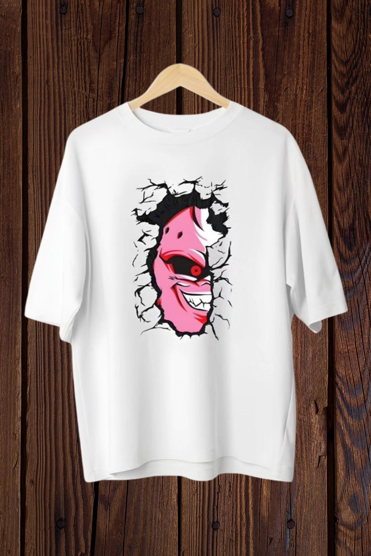 FECCY Pamuklu Majin Buu Baskılı Oversize T-shirt