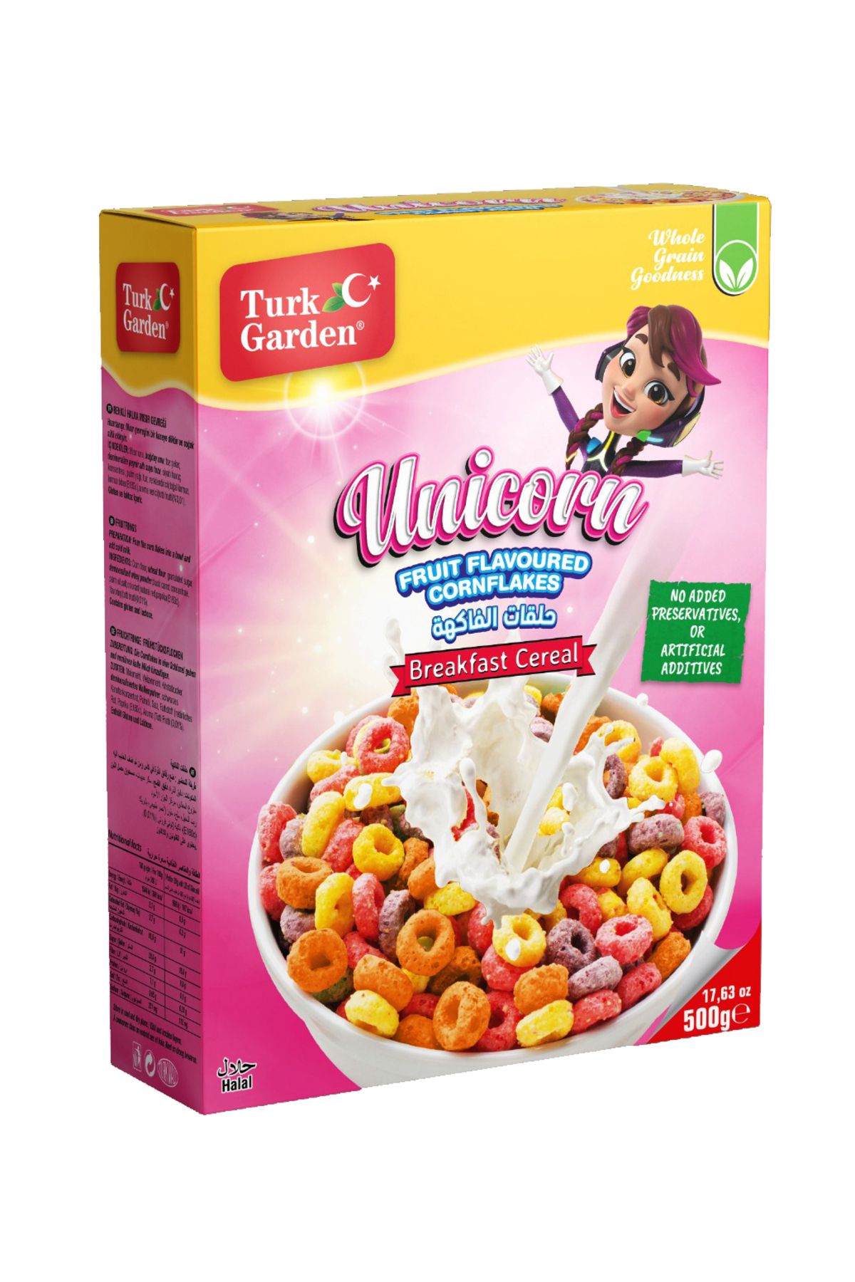 TURK GARDEN Unicorn Meyveli Renkli Halka Mısır Gevreği 500 gr Paket