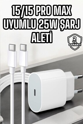teknodayım İos Uyumlu Type-c Girişli Hızlı Şarj 15/15 Pro Max Adaptör Ve Kab...