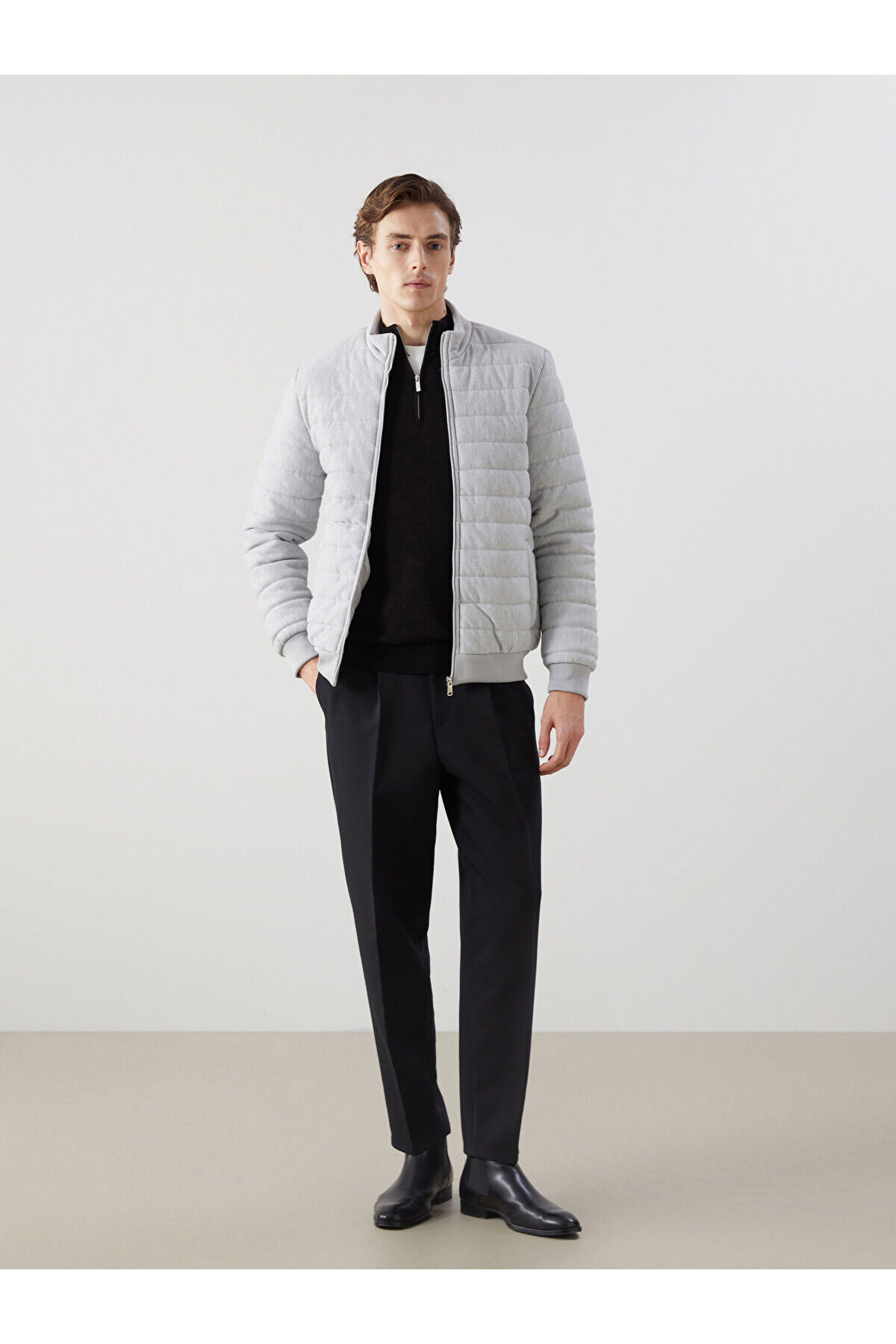 Yeni Sezon Slim Fit Dik Yaka Erkek Mont S53350Z8 — خاکستری S53350Z8-LAL-218052 — تصویر 2 از 8