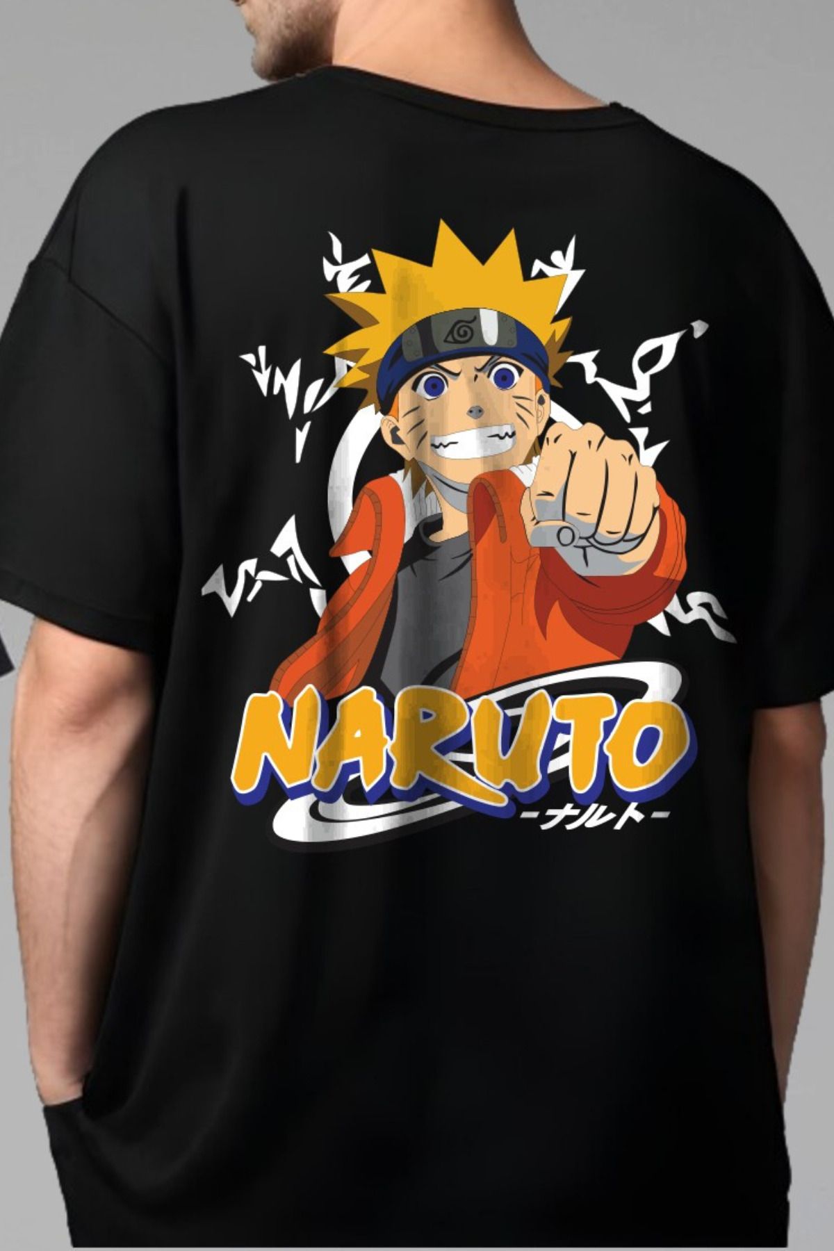 FECCY Pamuklu Naruto Baskılı Oversize T-shirt